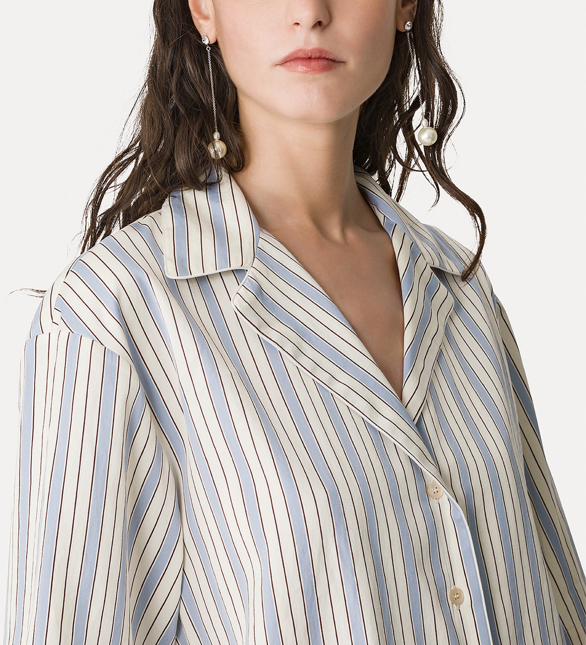 short—sleeved pinstripe shirt sky