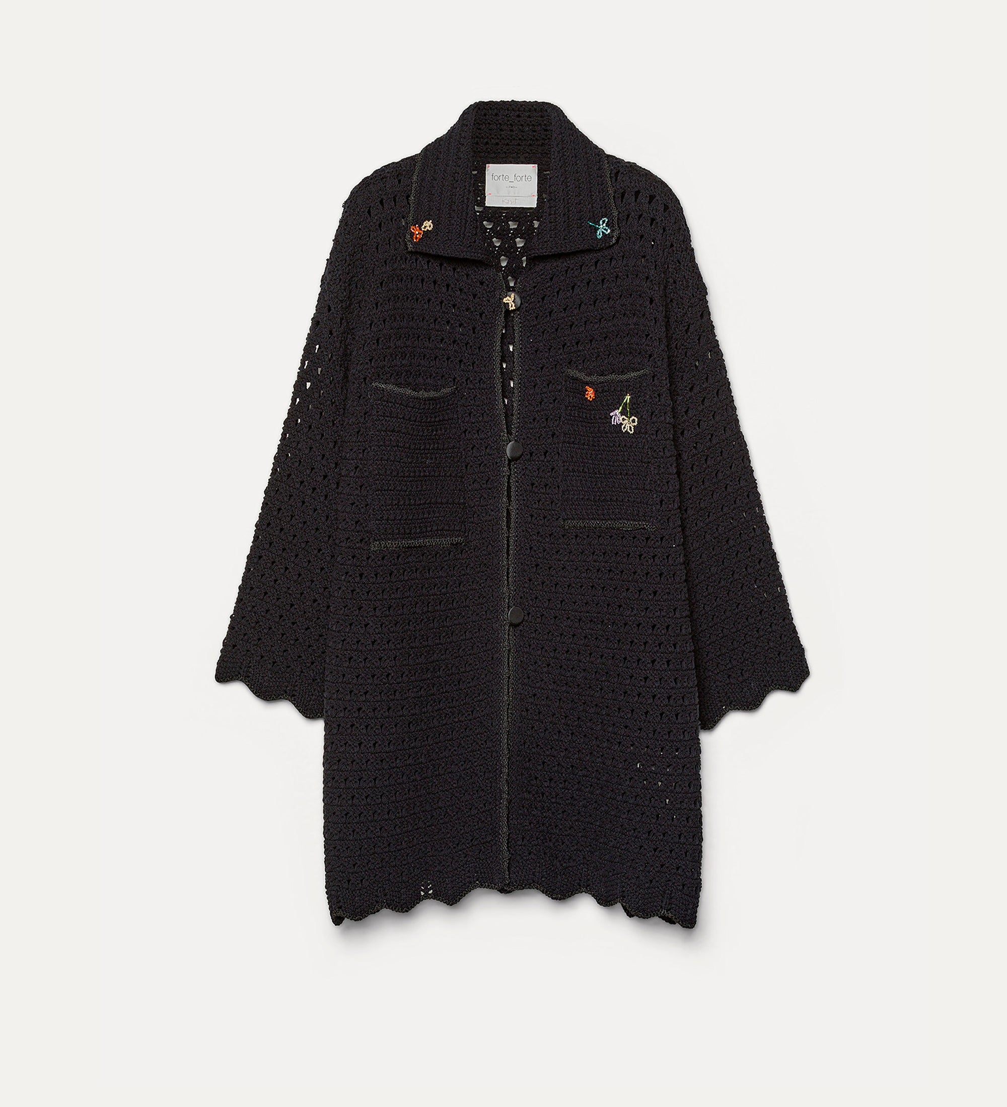 embroidered cardigan noir