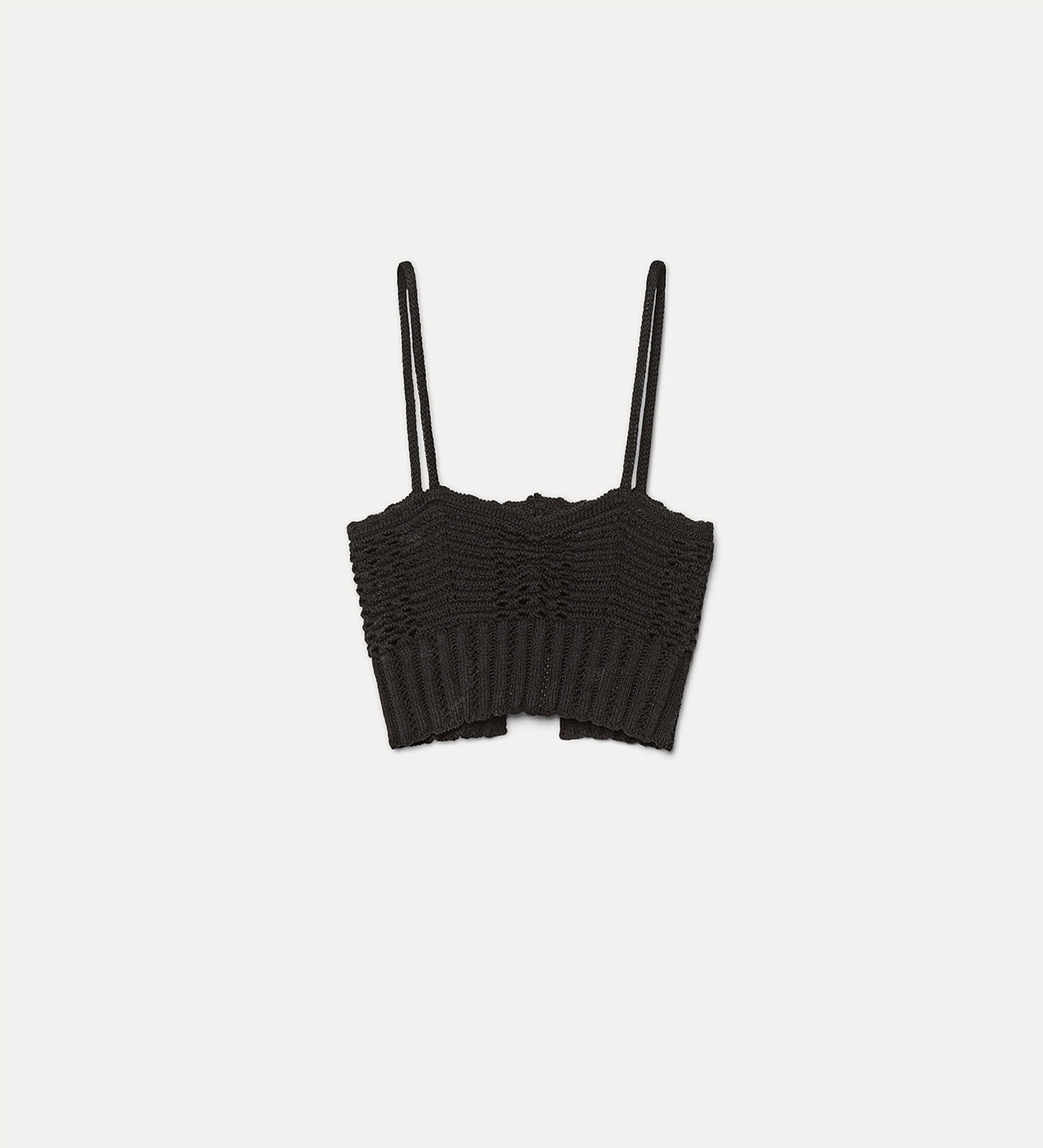 cable knit crop top noir