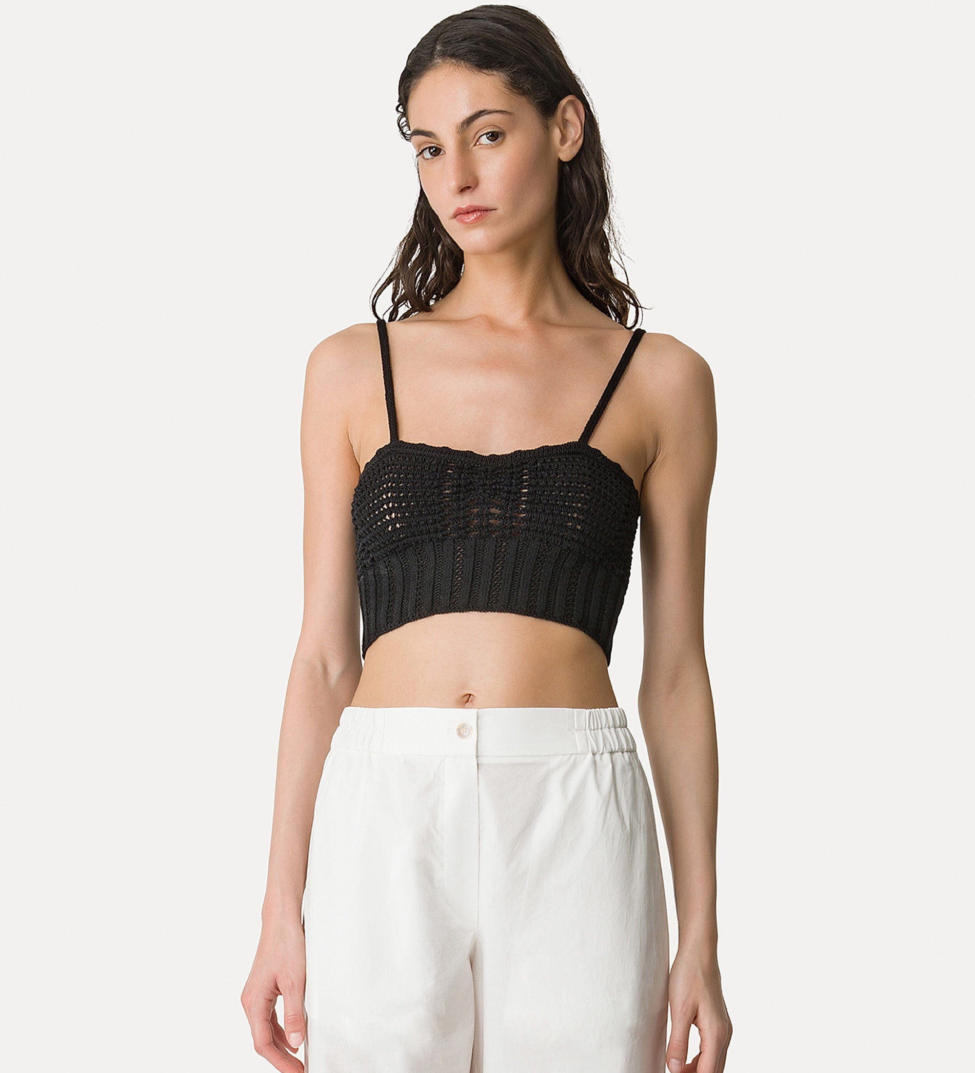 cable knit crop top noir