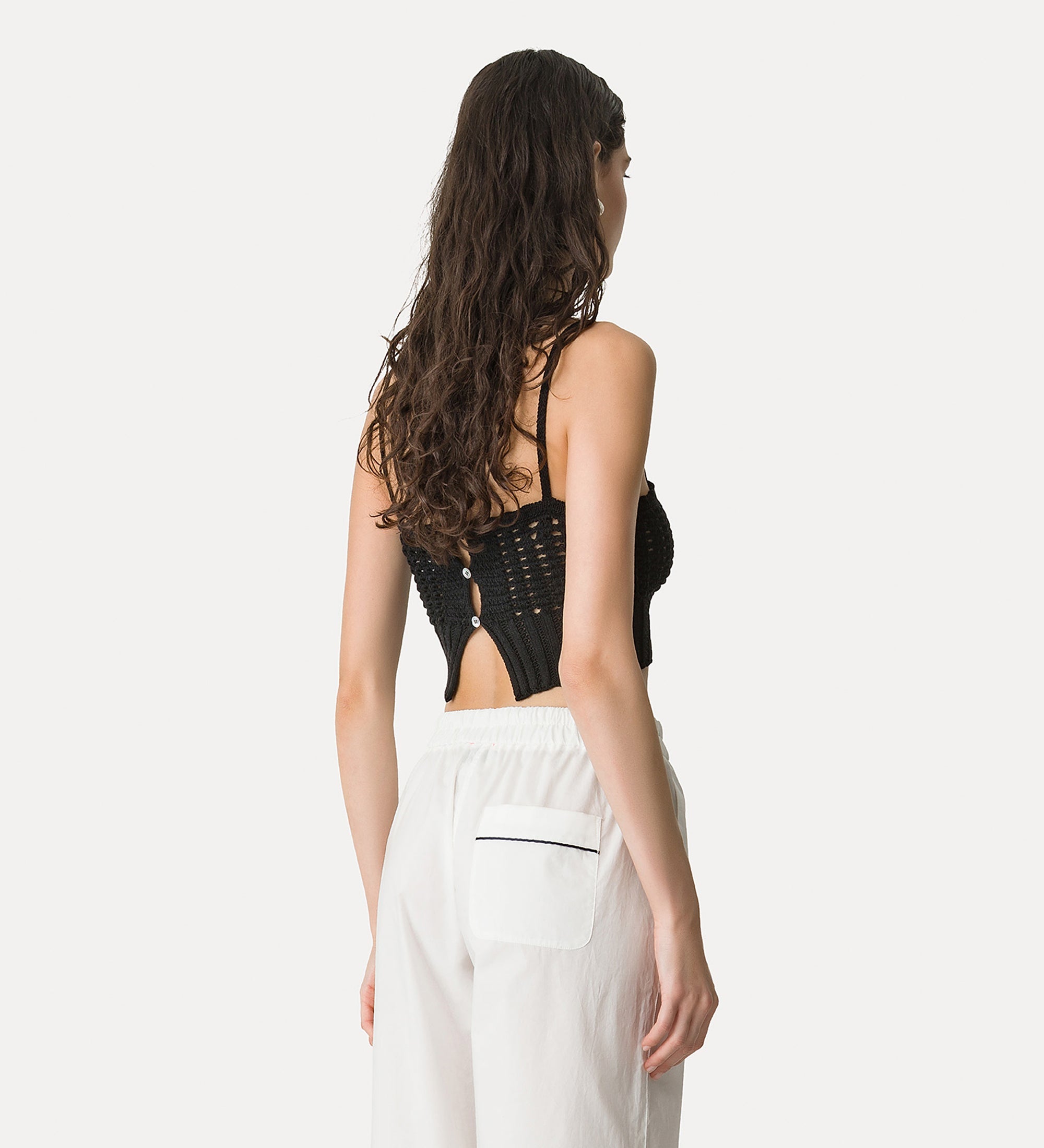 cable knit crop top noir
