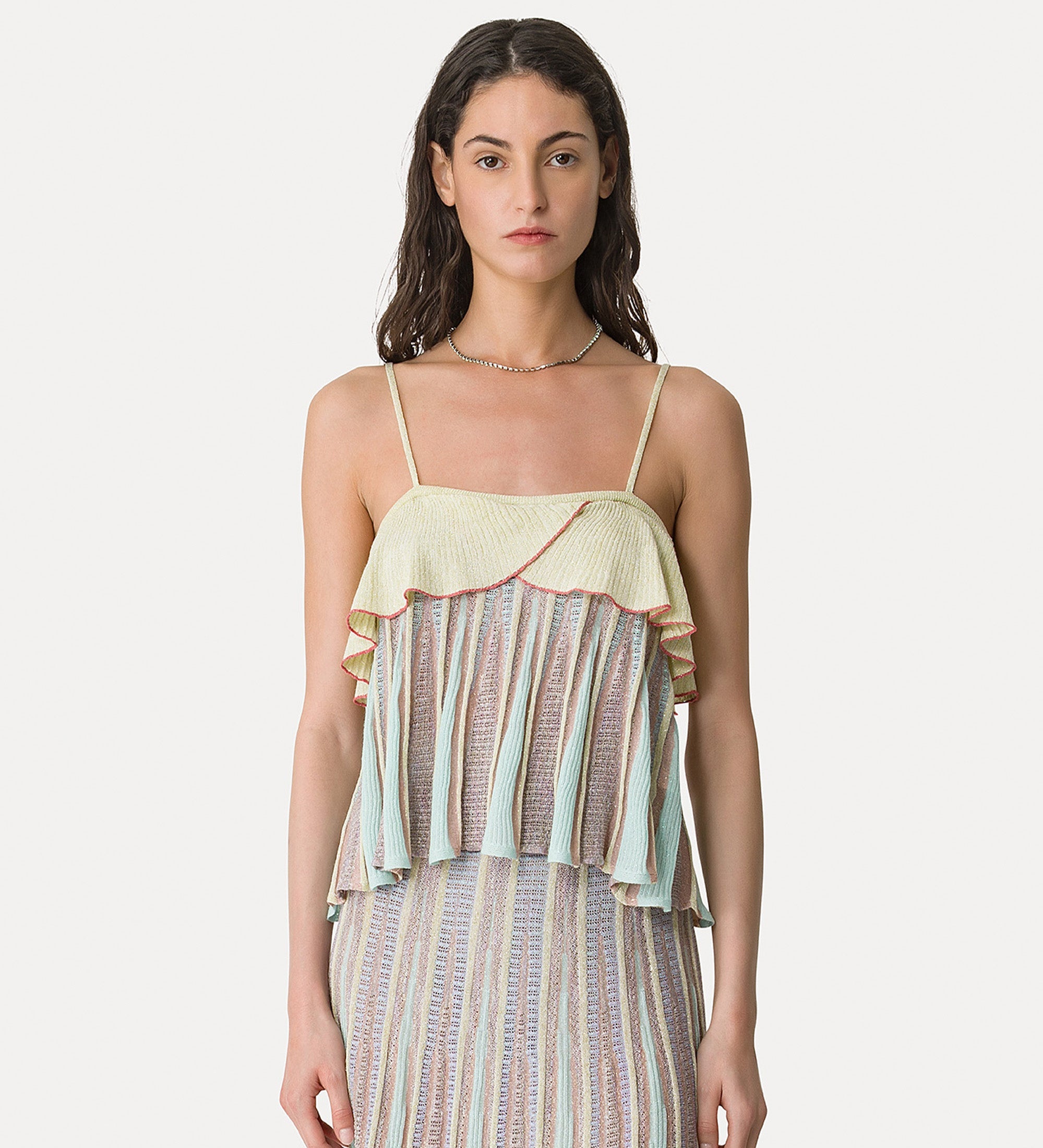 “les folies” jacquard ruffle top lucente