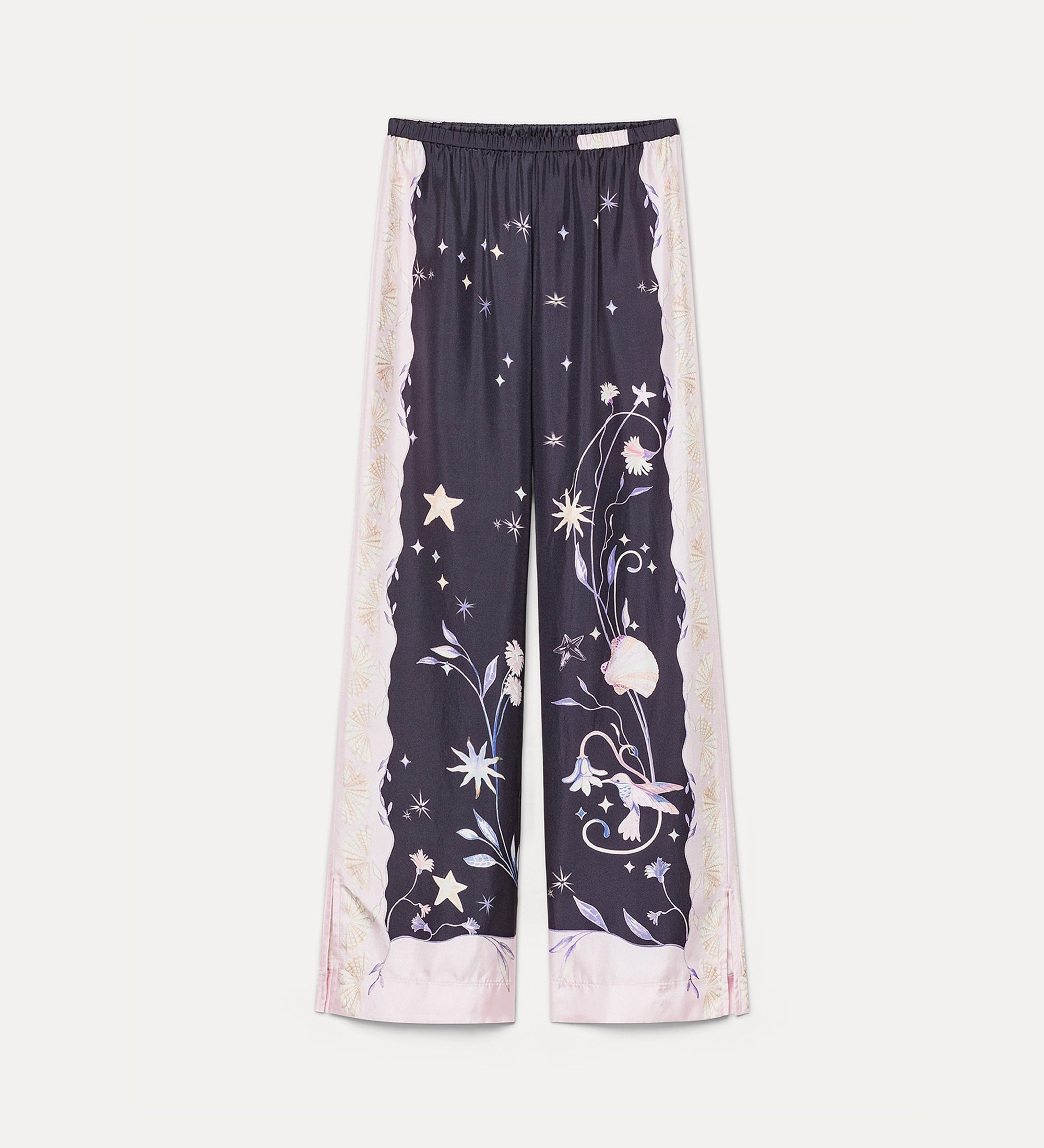 “deliverance” print twill stretch trousers midnight