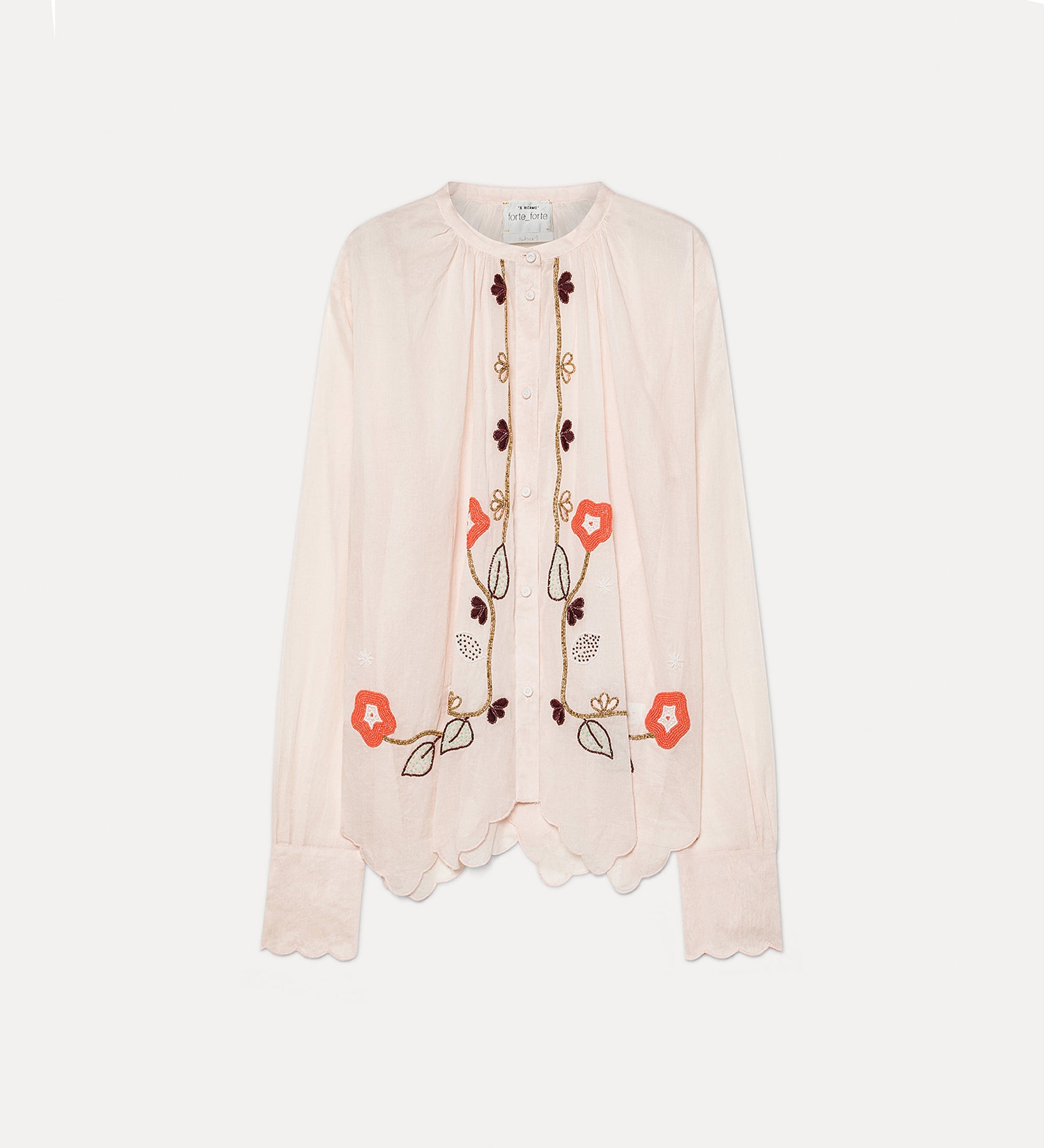 boho shirt with “broderie en rêve” embroidery nude