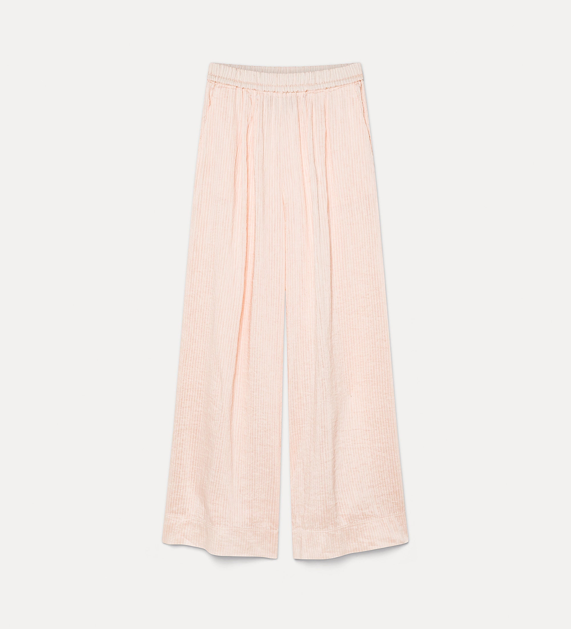 pantalone voile lino seta gessato nude