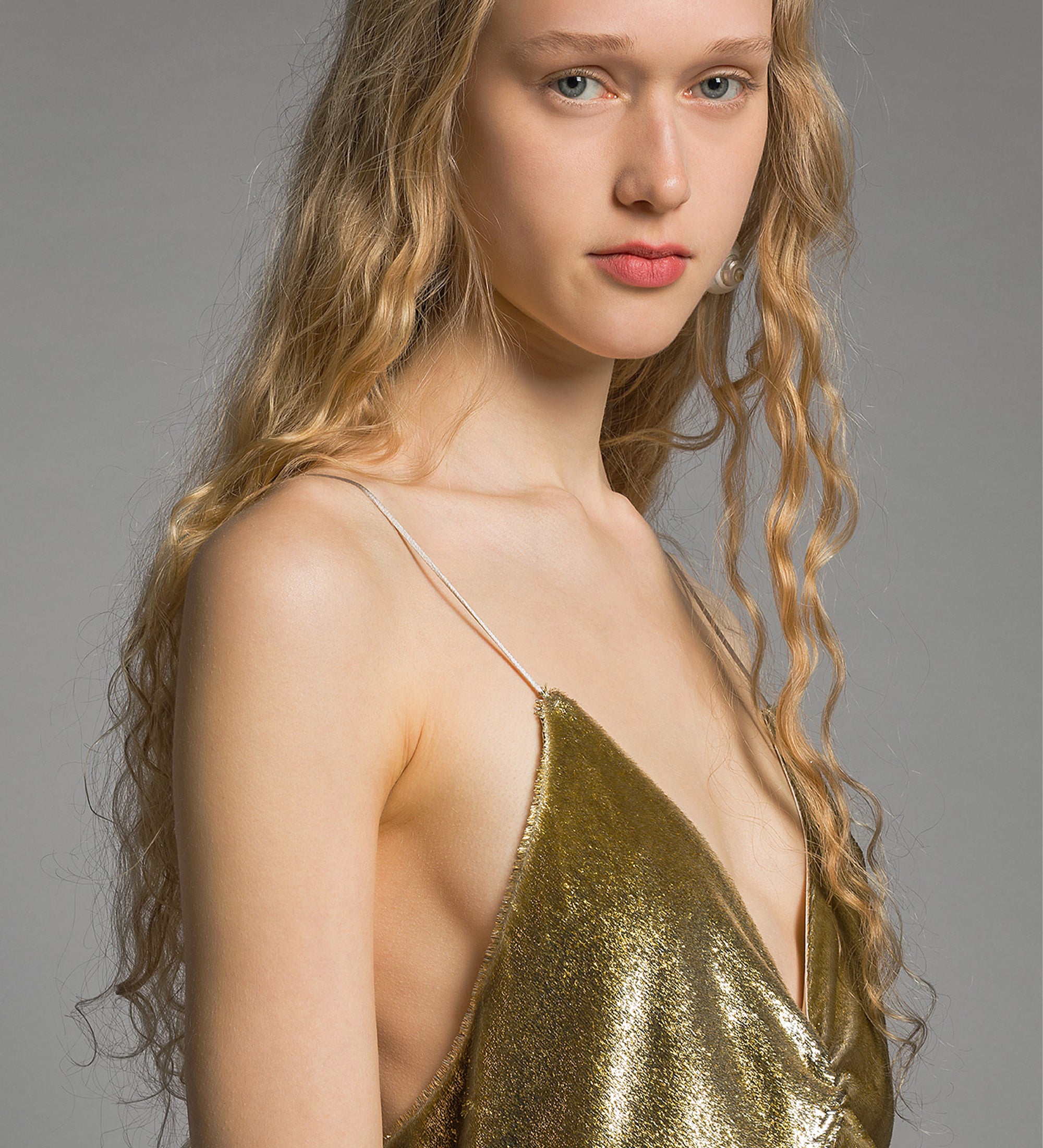 abito bretelline velluto lurex Gold