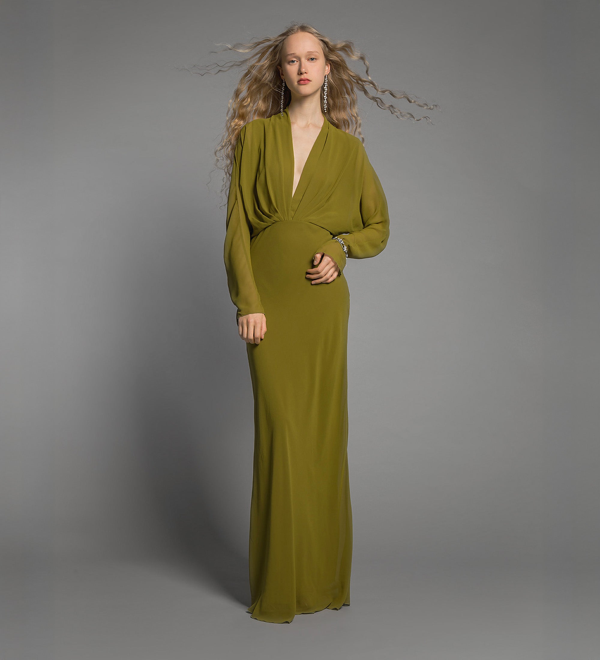 abito chic georgette Khaki