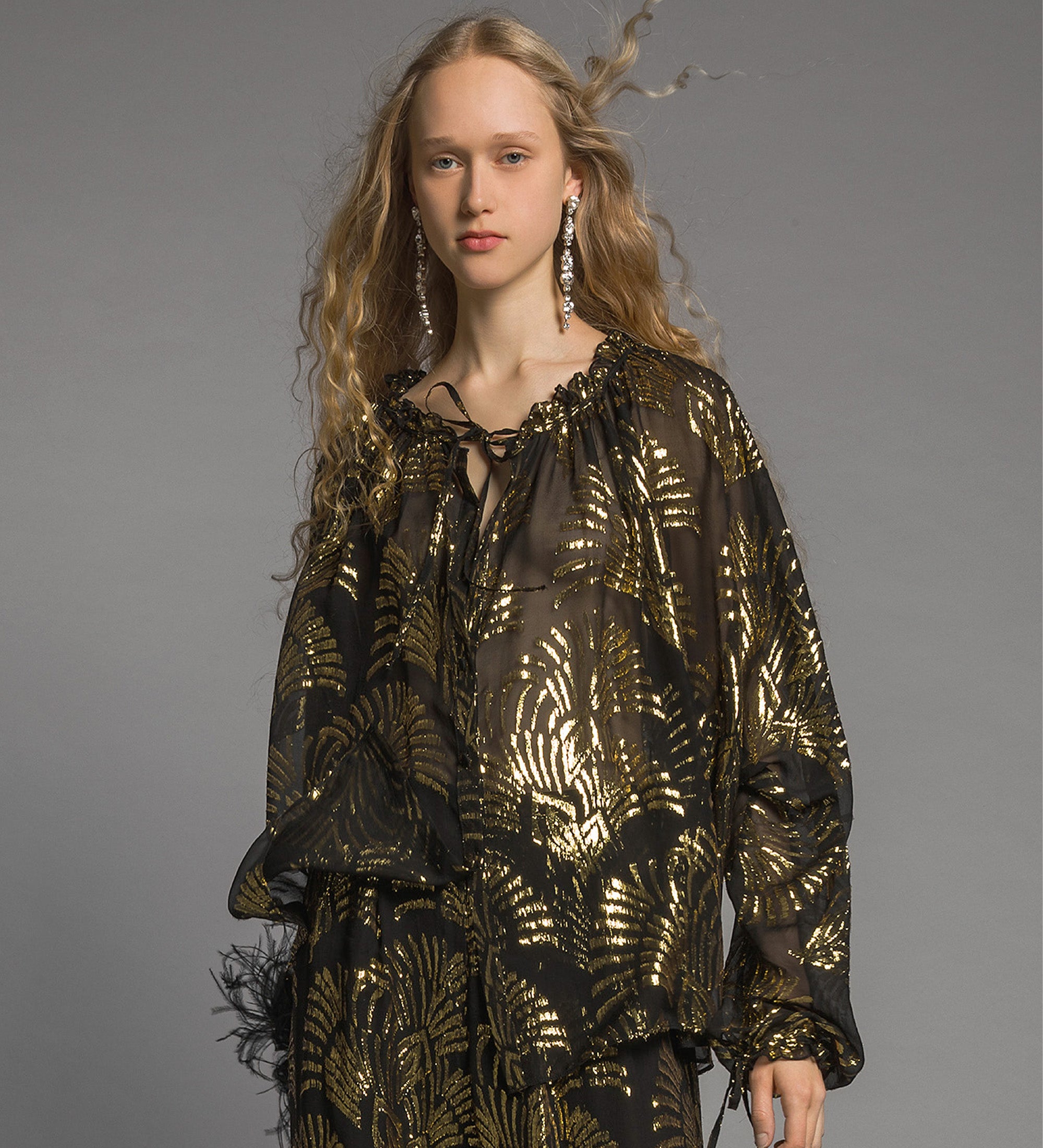 camicia georgette fil coupè lurex Noir