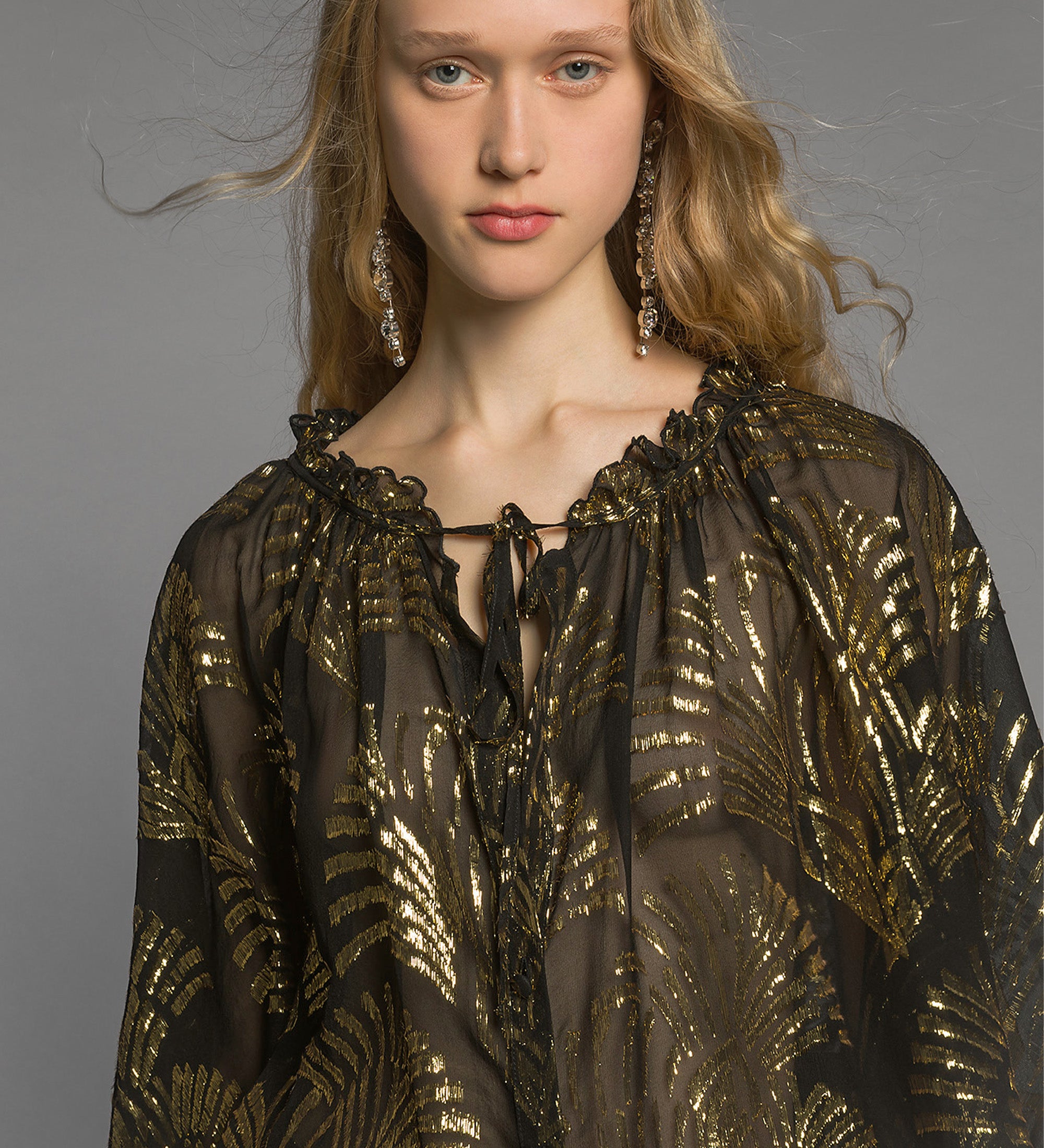 camicia georgette fil coupè lurex Noir