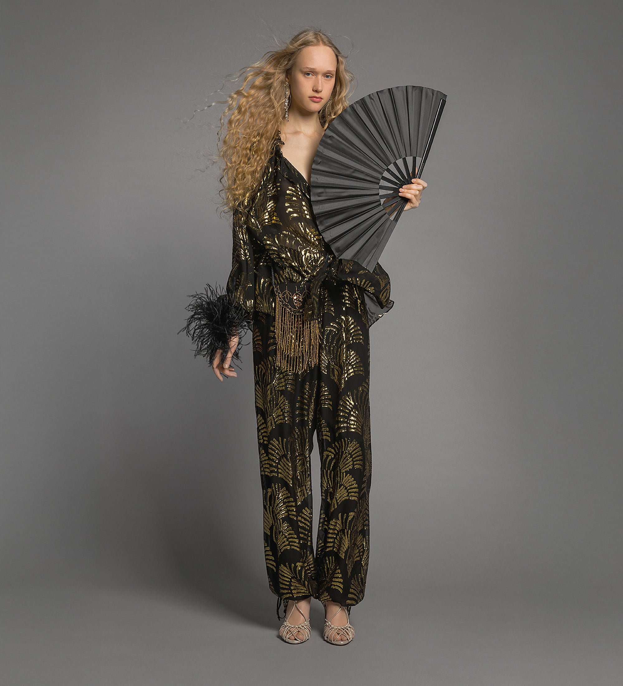 camicia georgette fil coupè lurex Noir