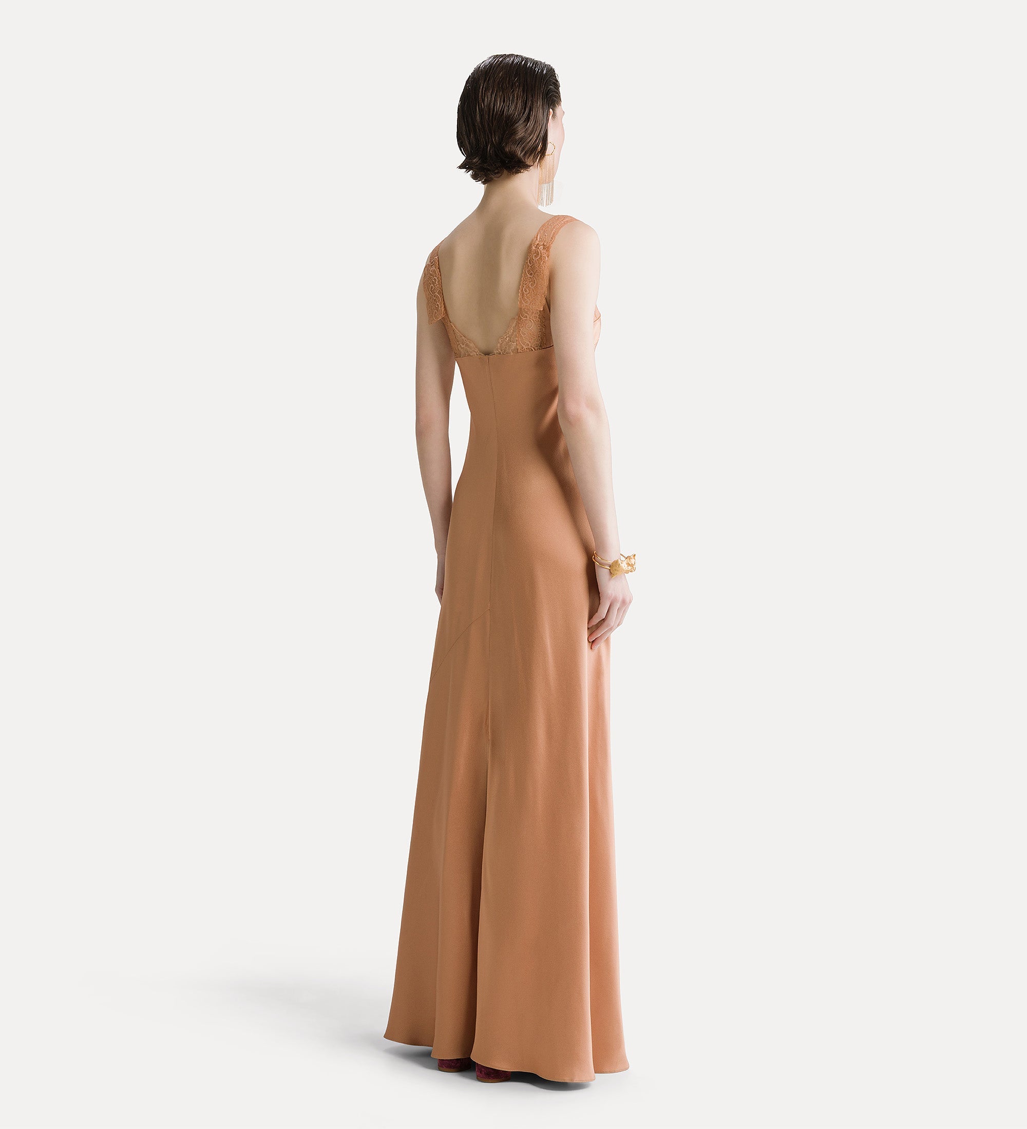abito lungo scollo pizzo envers satin the