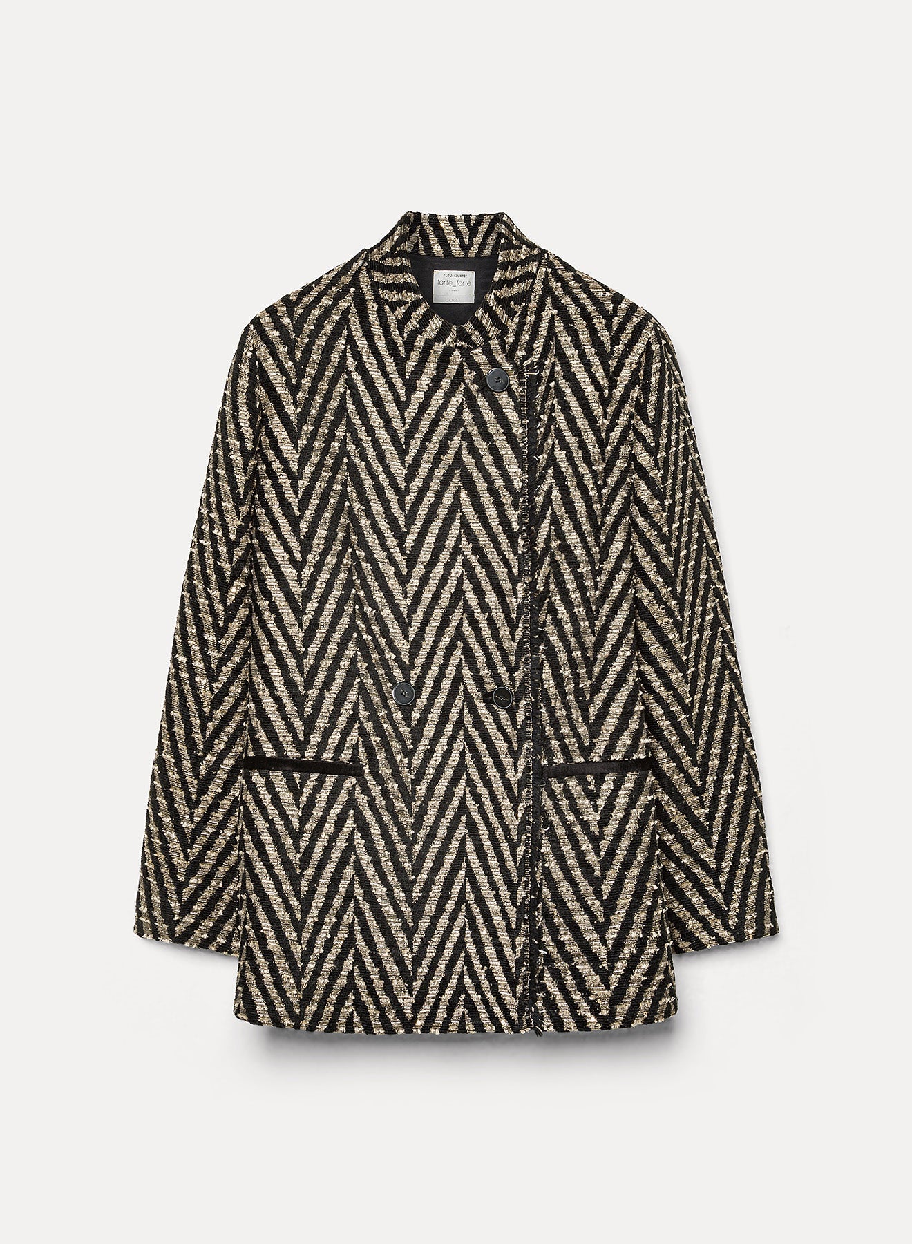 chevron jacquard oversized jacket nero