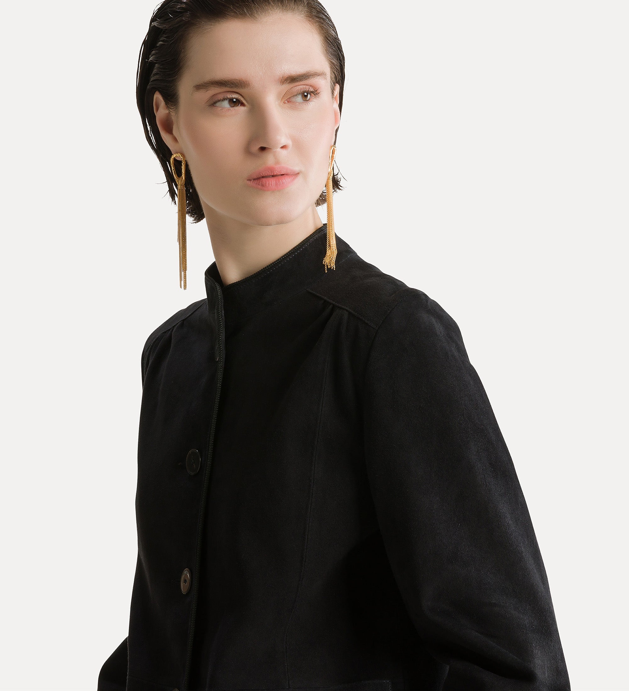 veste à col officier en daim notte