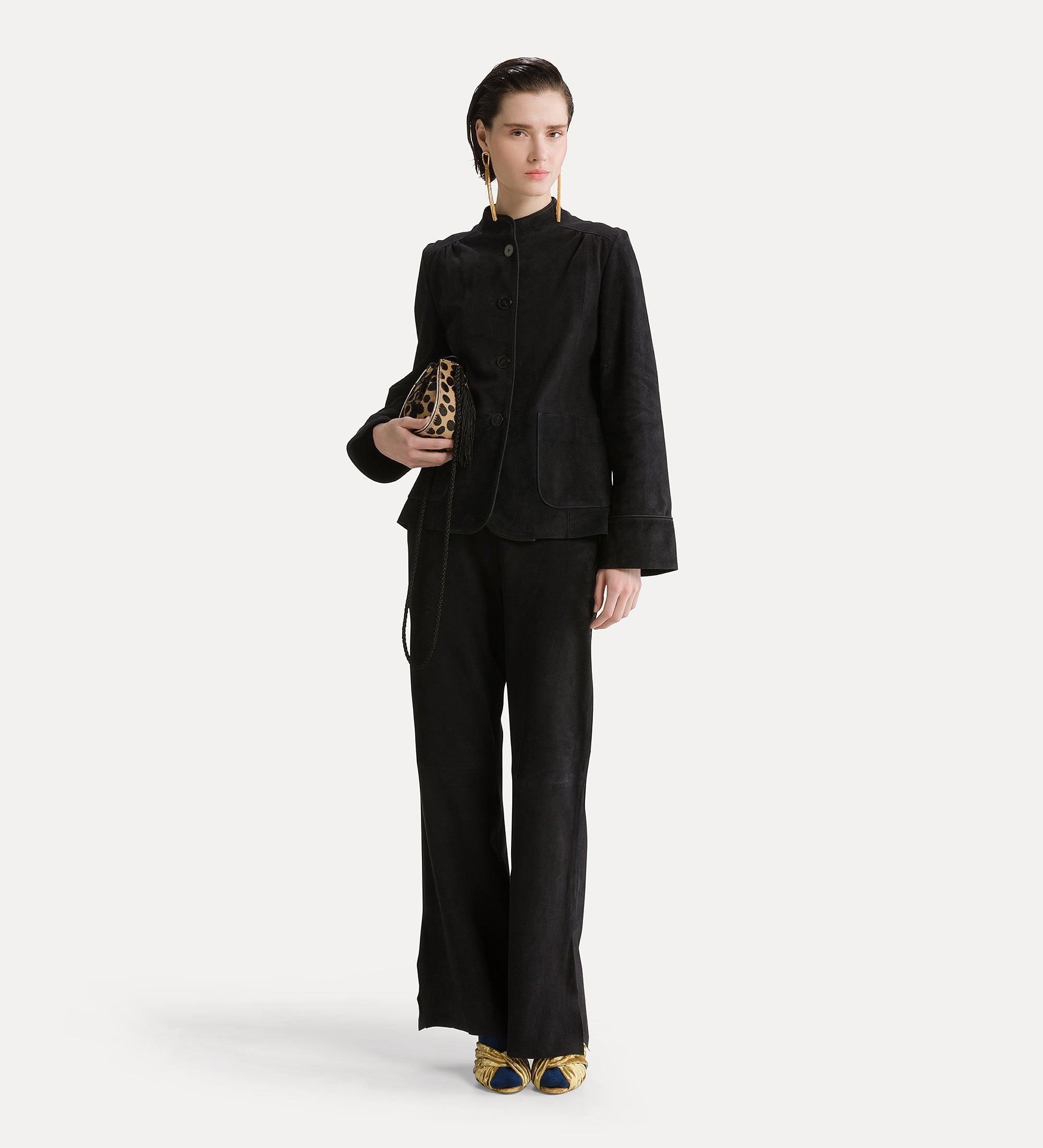 veste à col officier en daim notte