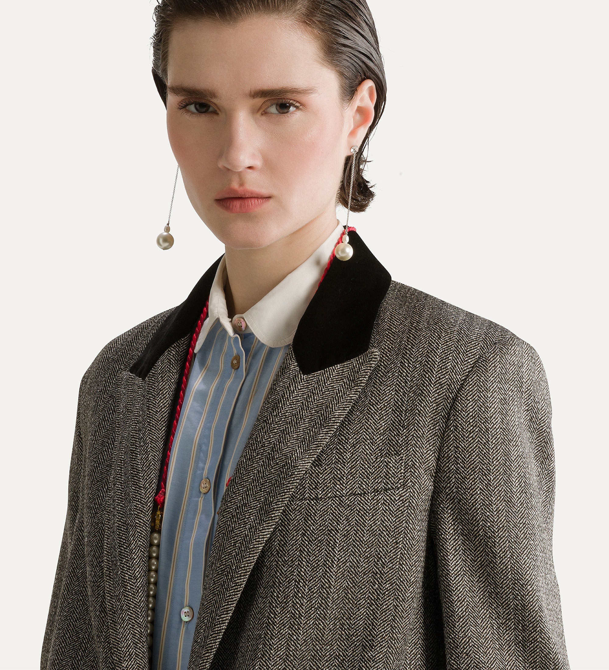 chevron jaspé blazer nero