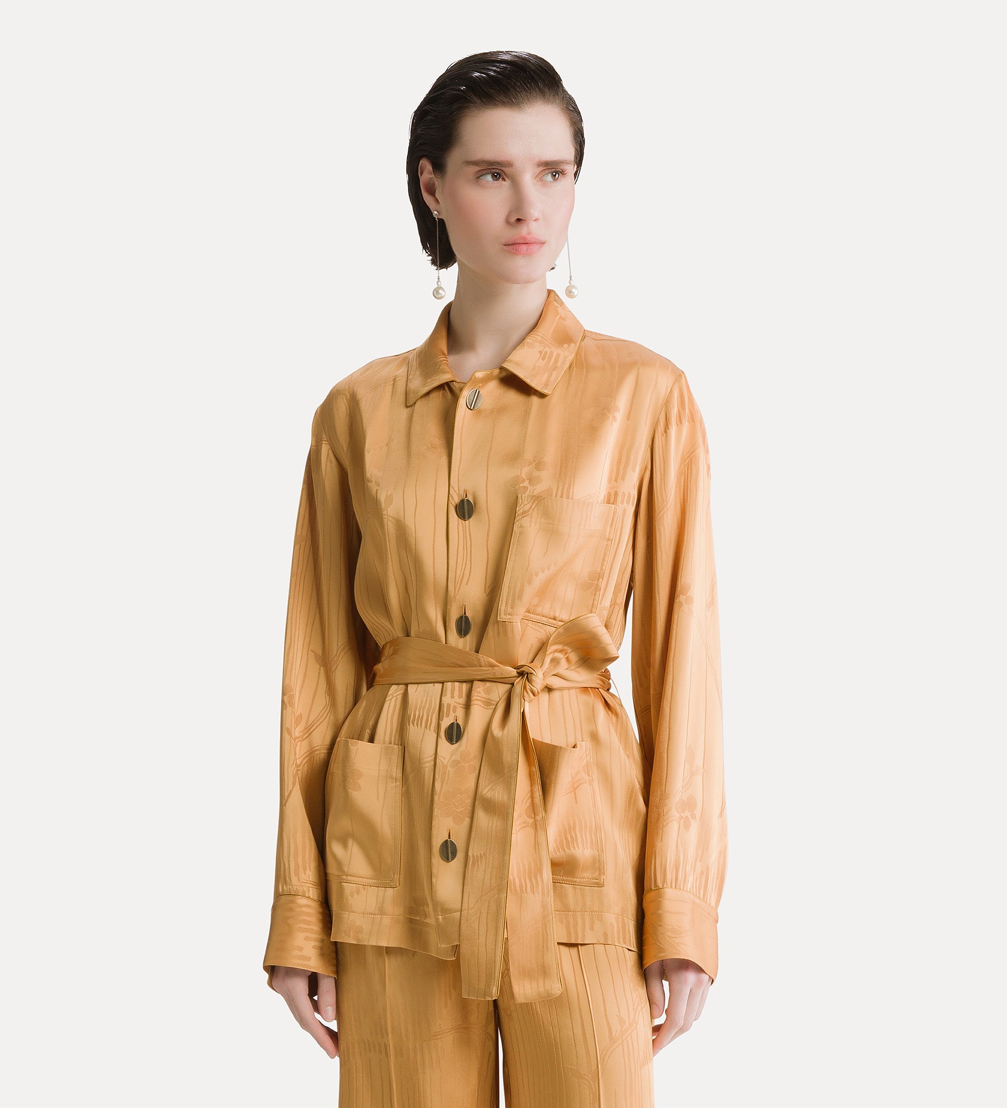 “the lotus” jacquard pyjama jacket heliodore