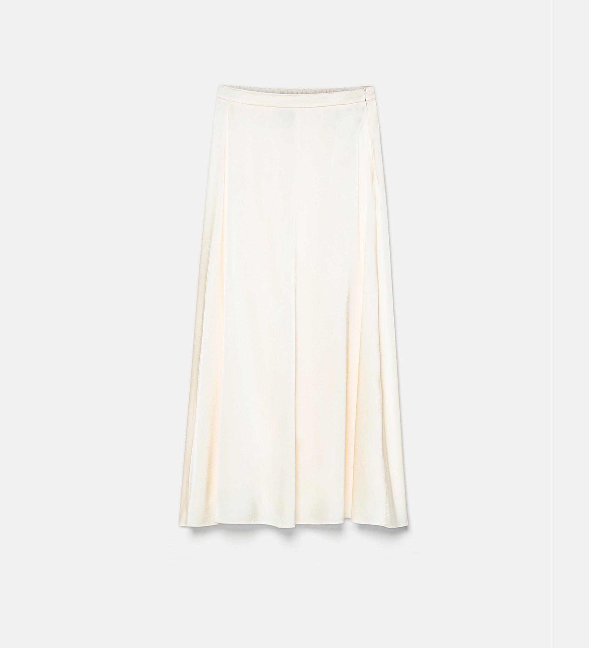 stretch silk satin flared skirt avorio
