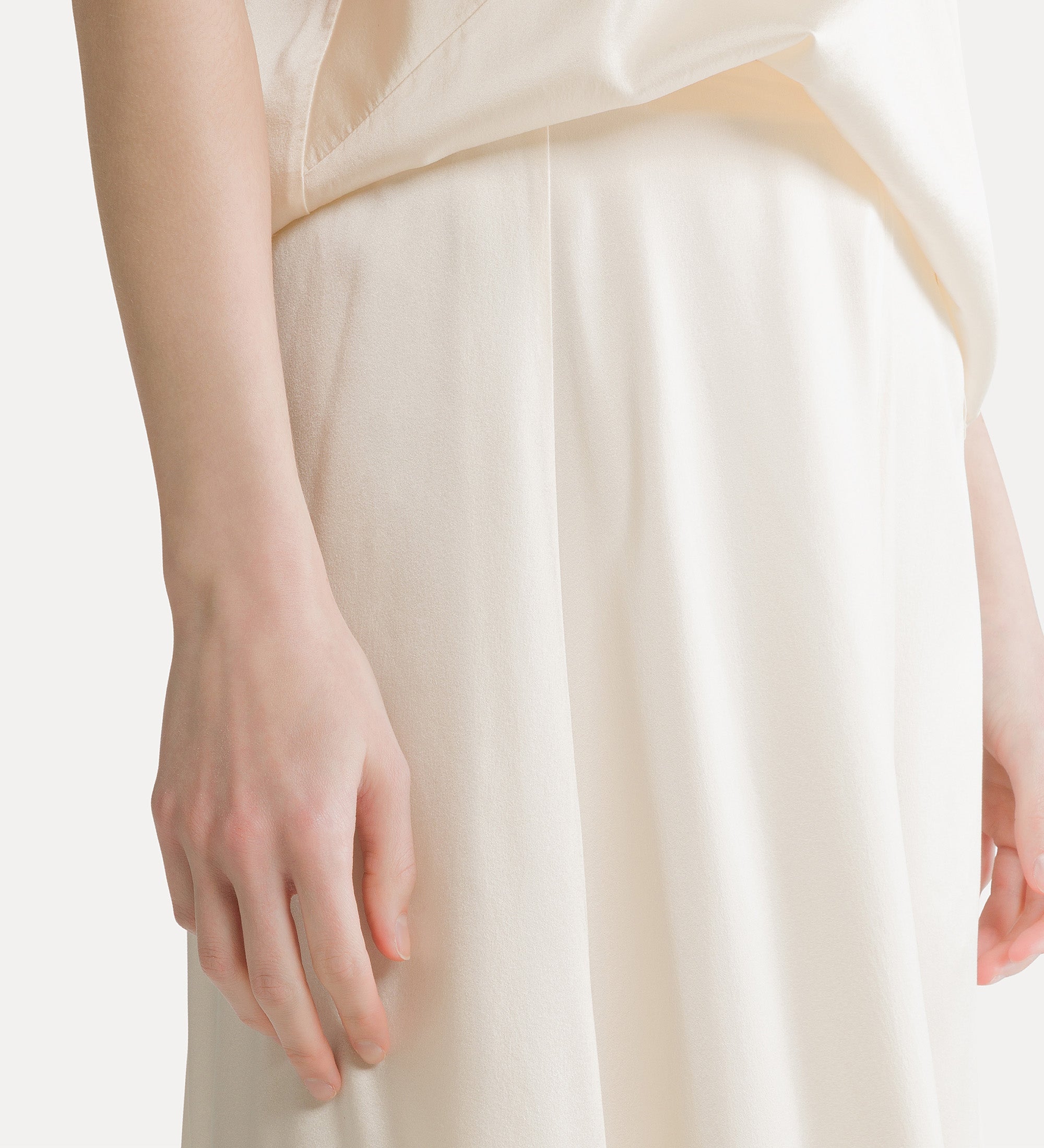 stretch silk satin flared skirt avorio