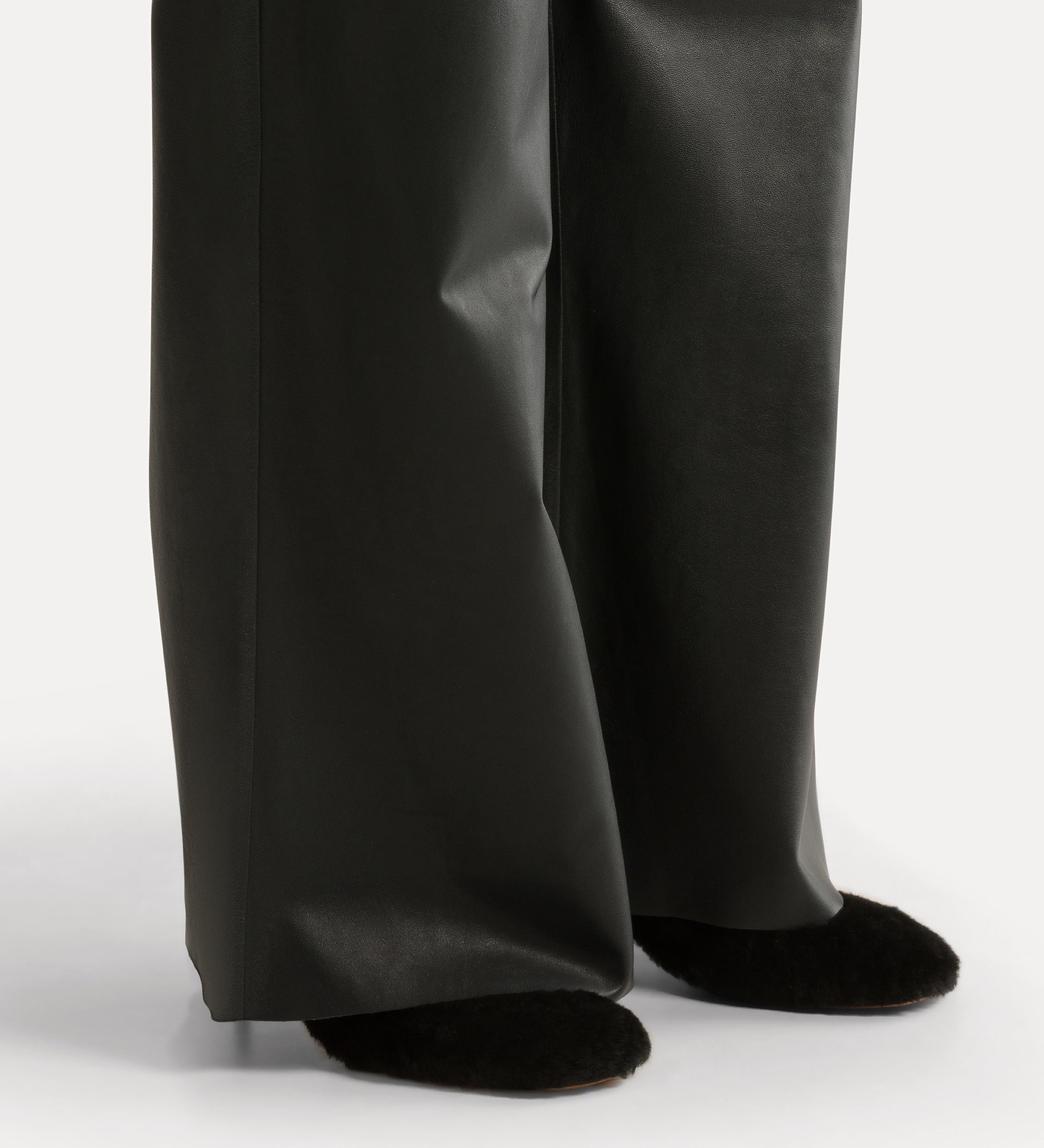 high–waisted nappa leather trousers petrole
