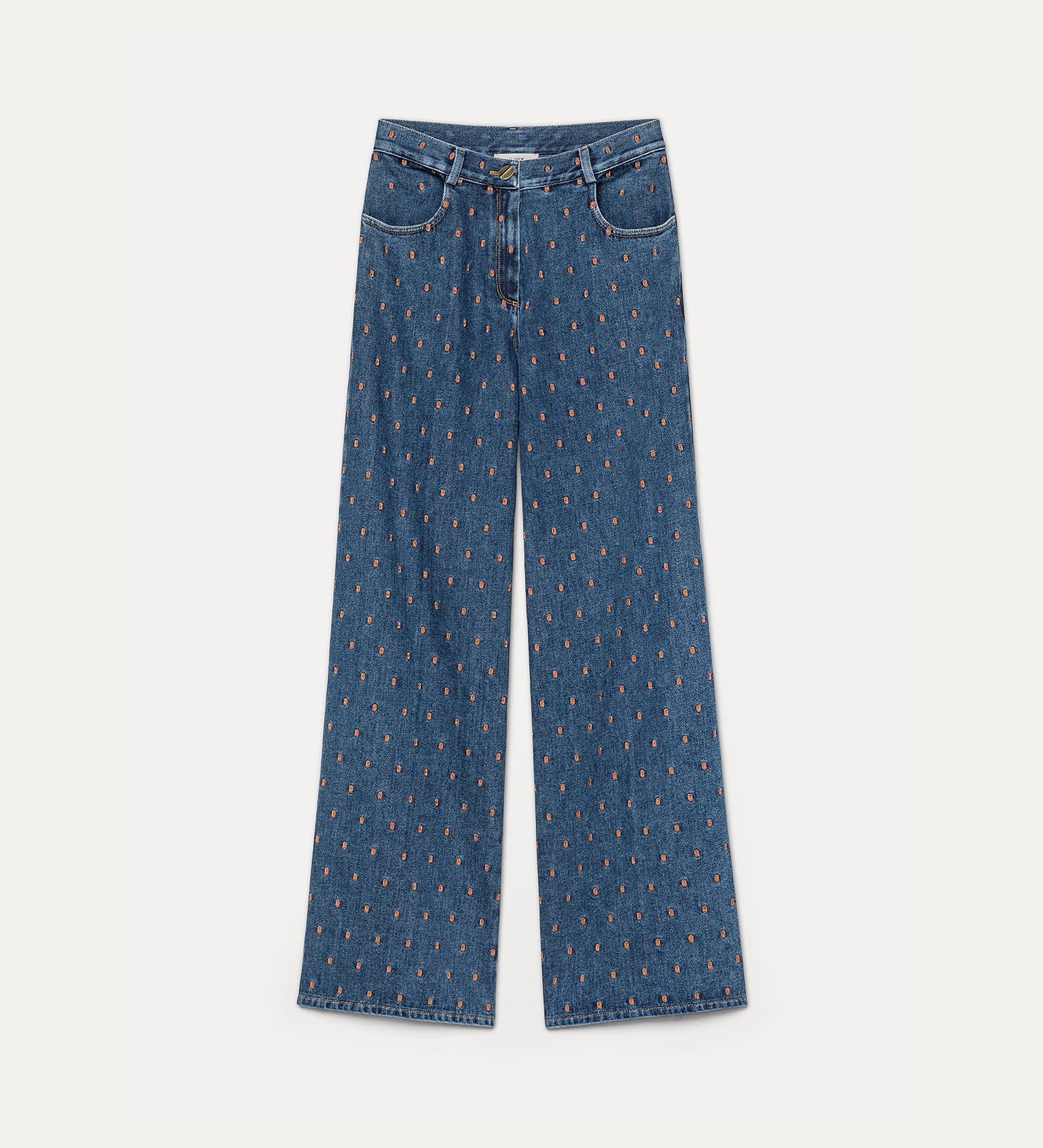 pantalone 5 tasche ricamato denim cavalry indigo
