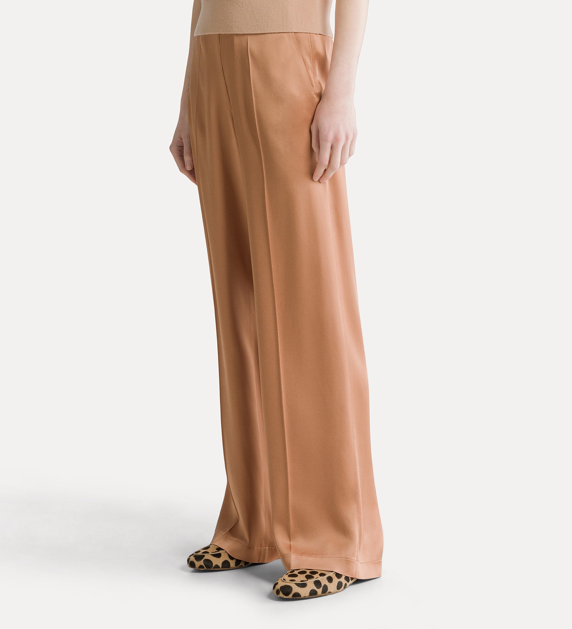 envers satin high–waisted trousers the