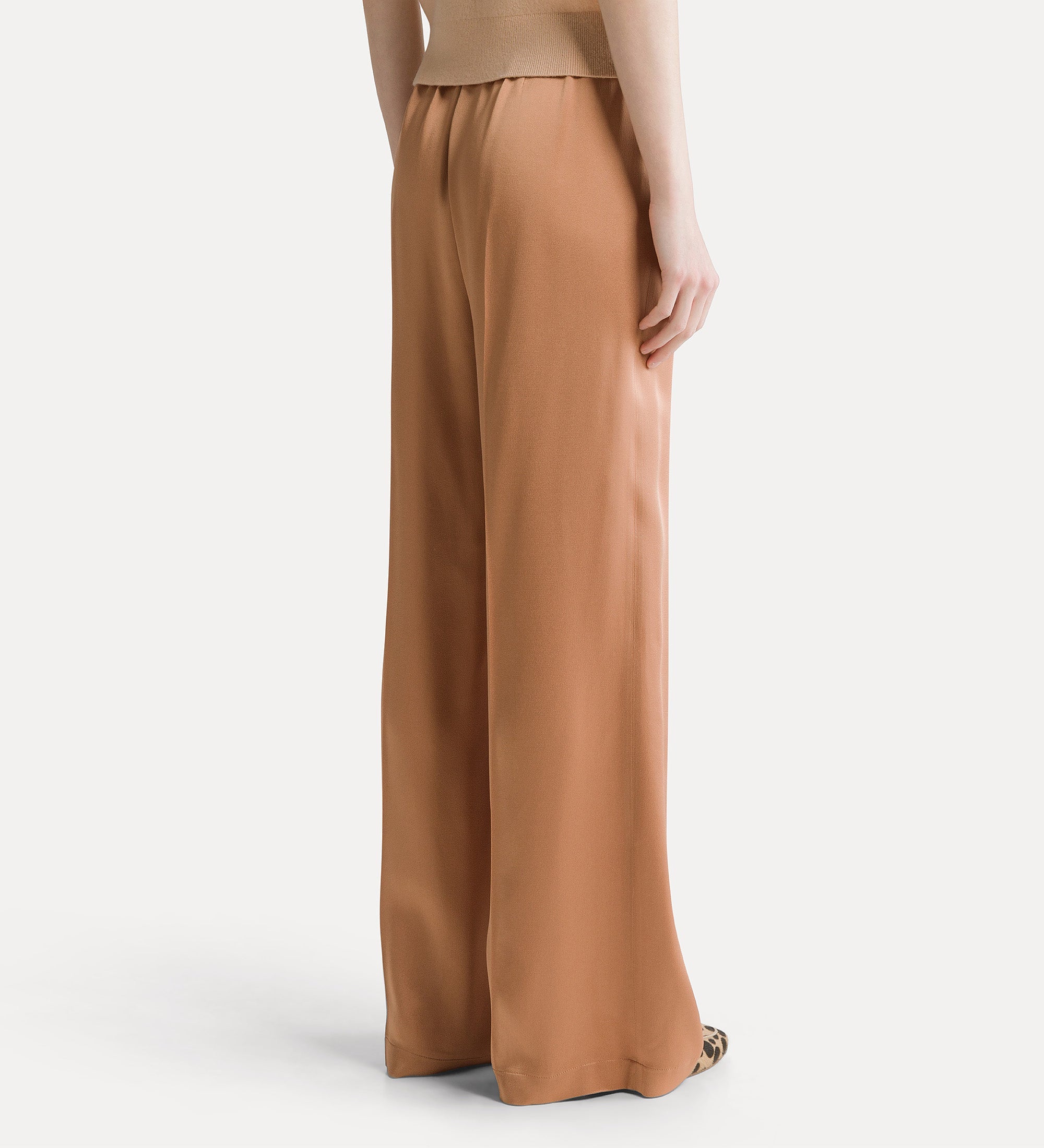 envers satin high–waisted trousers the