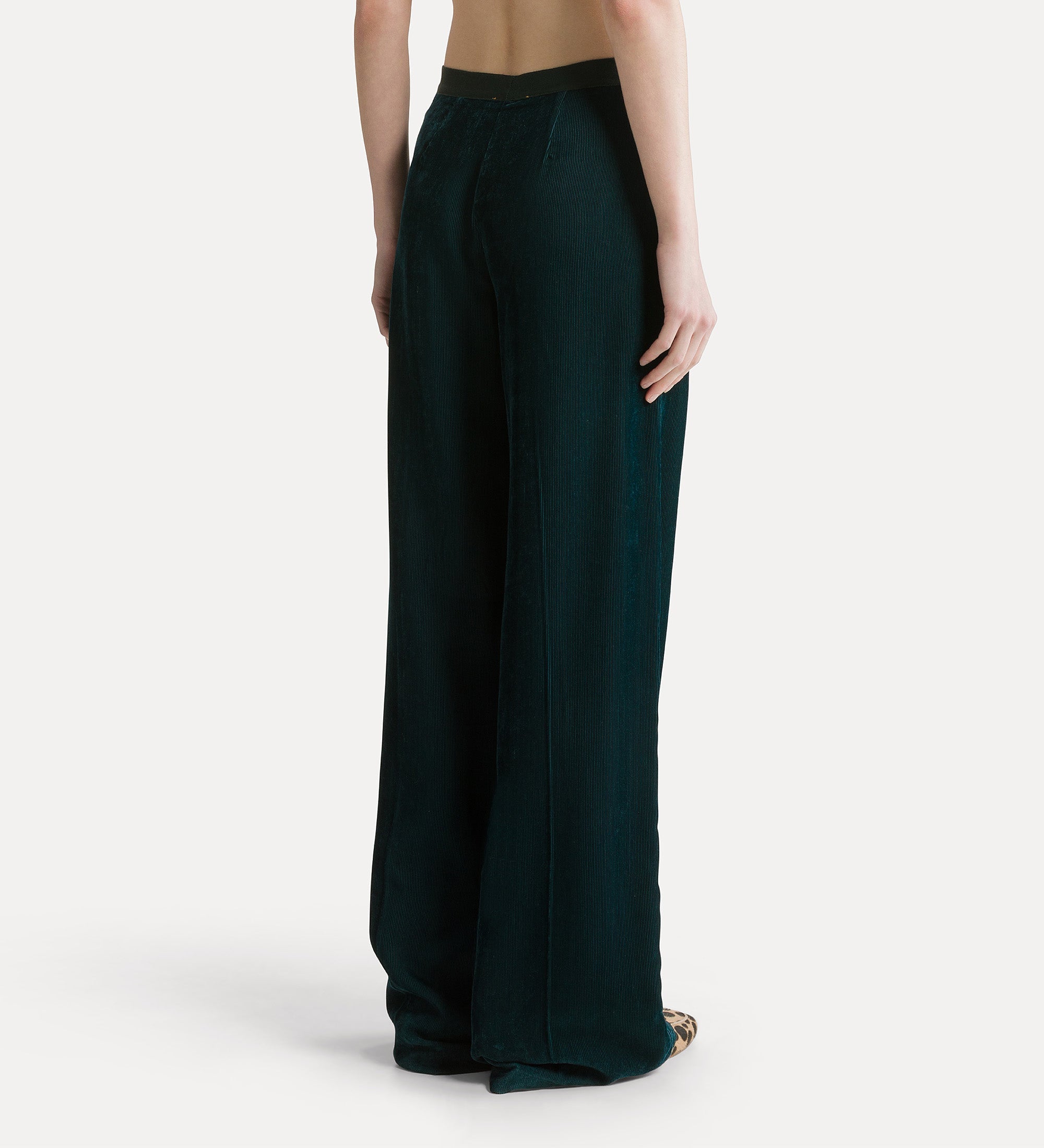 high–waisted pinwale corduroy trousers jade