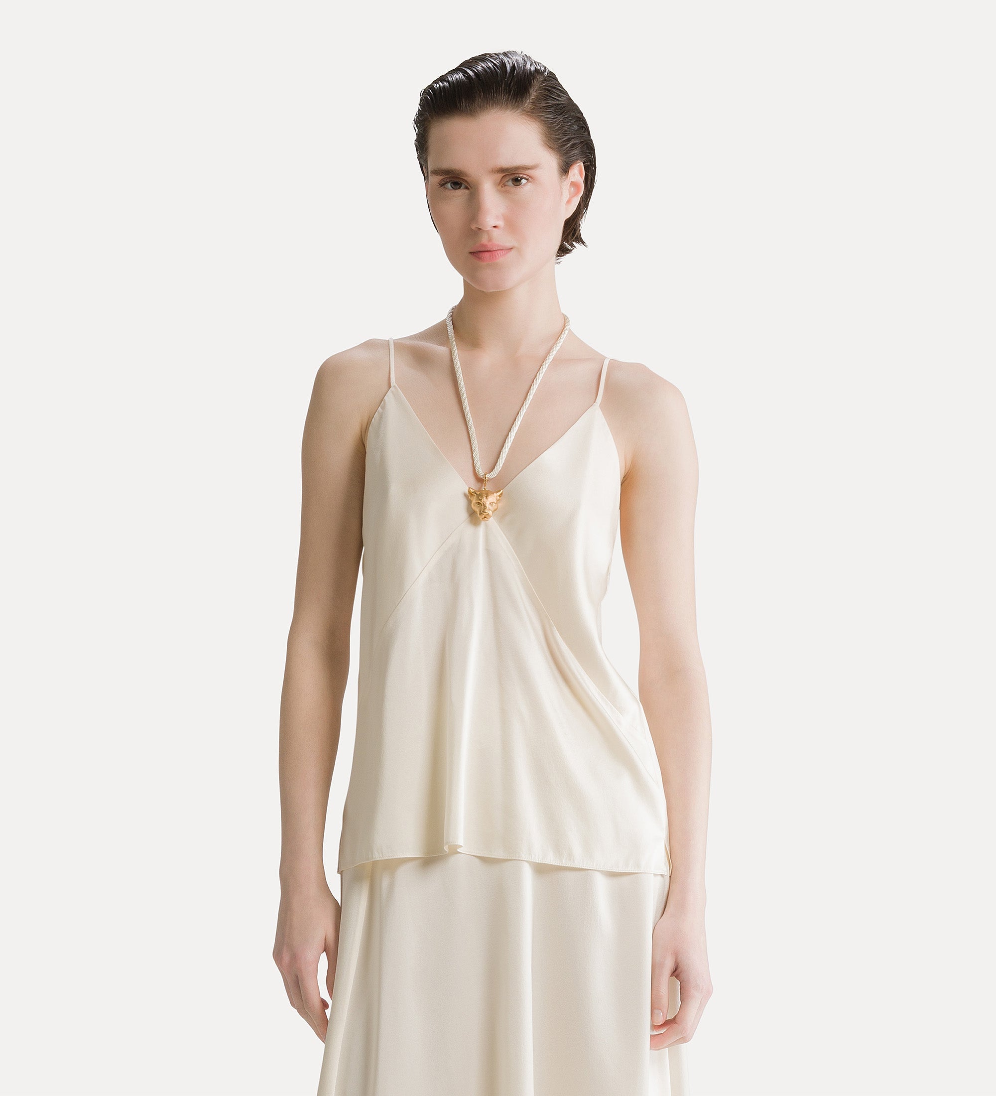 heavy silk satin top avorio