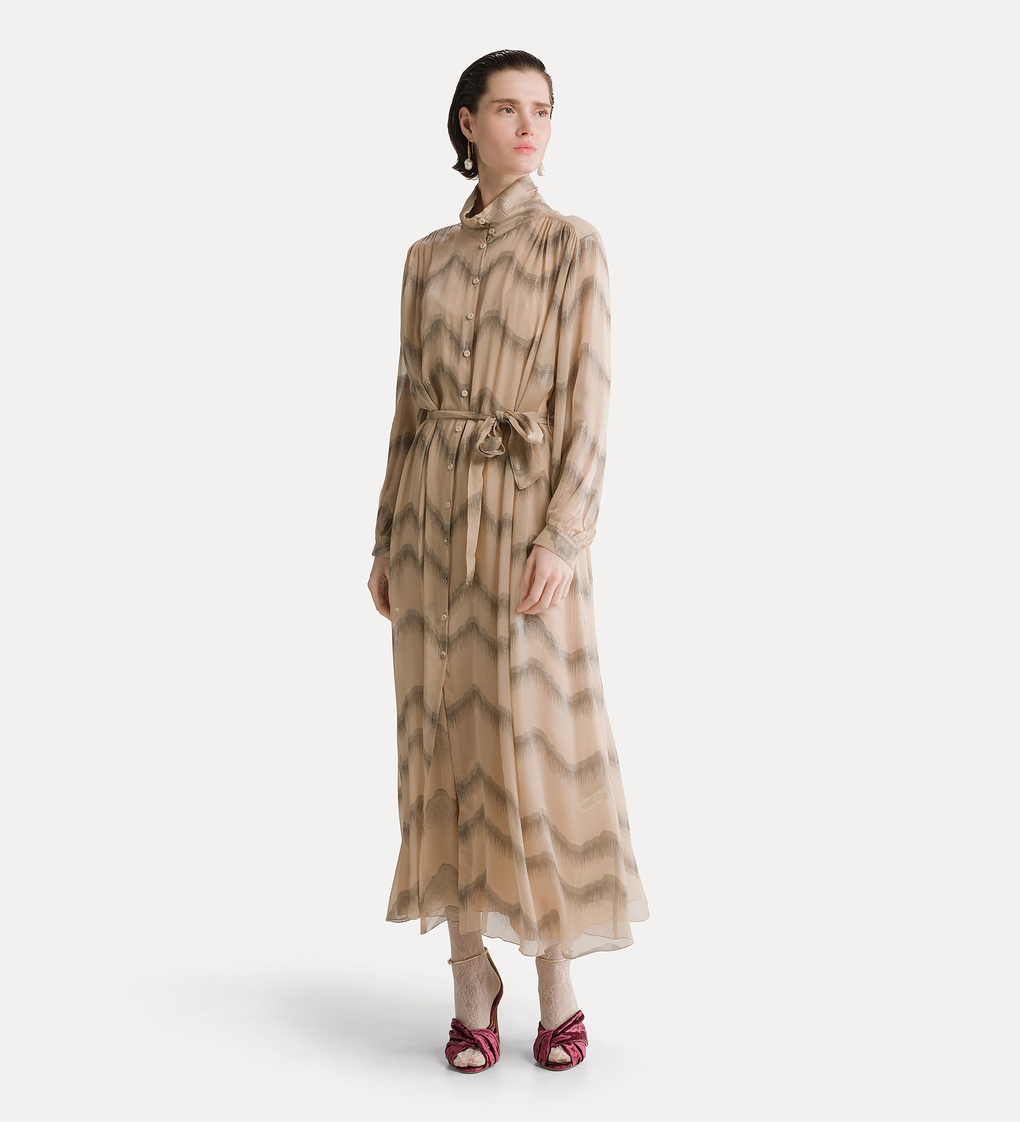 “nuages d'argent” silk chiffon dress seta