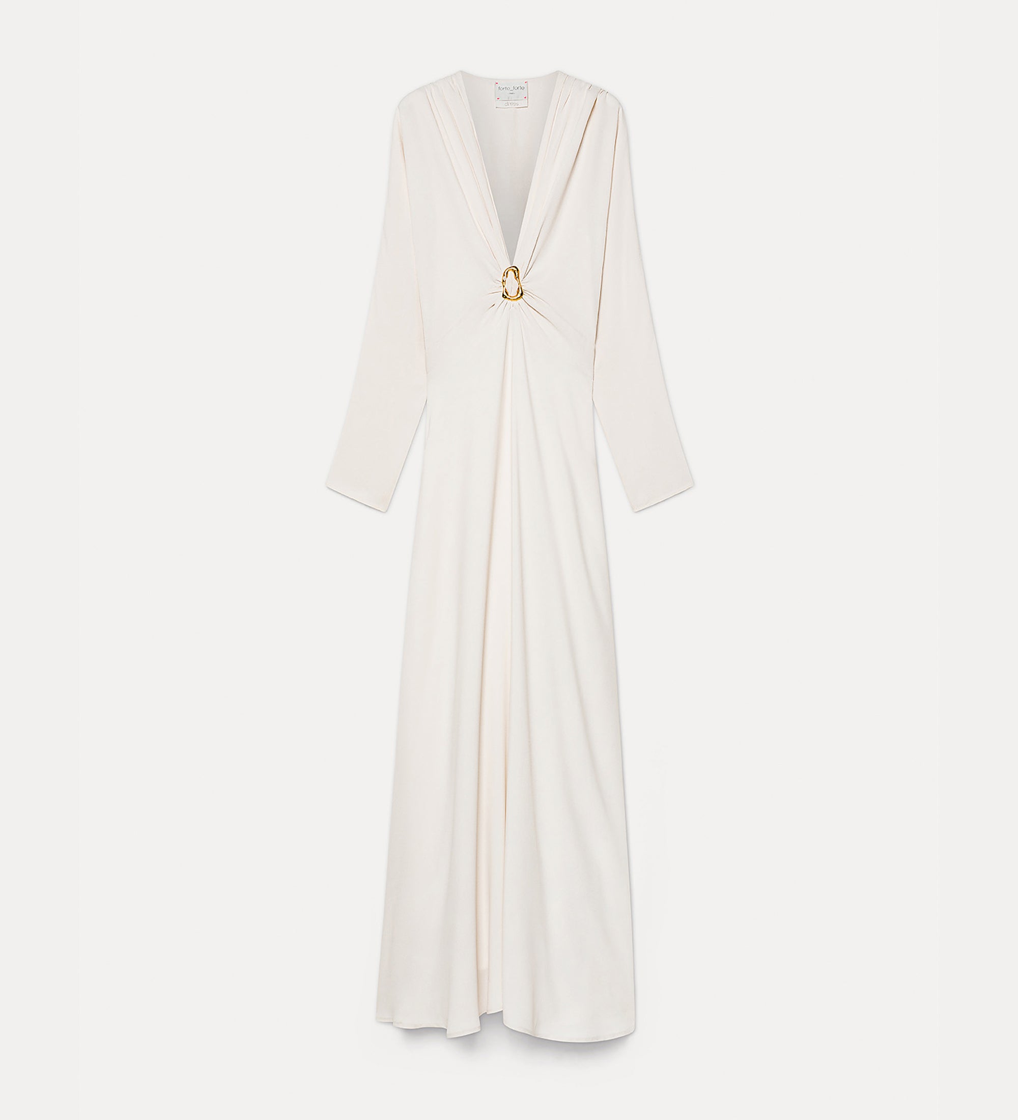 long–sleeved dress in silk–blend marocaine avorio