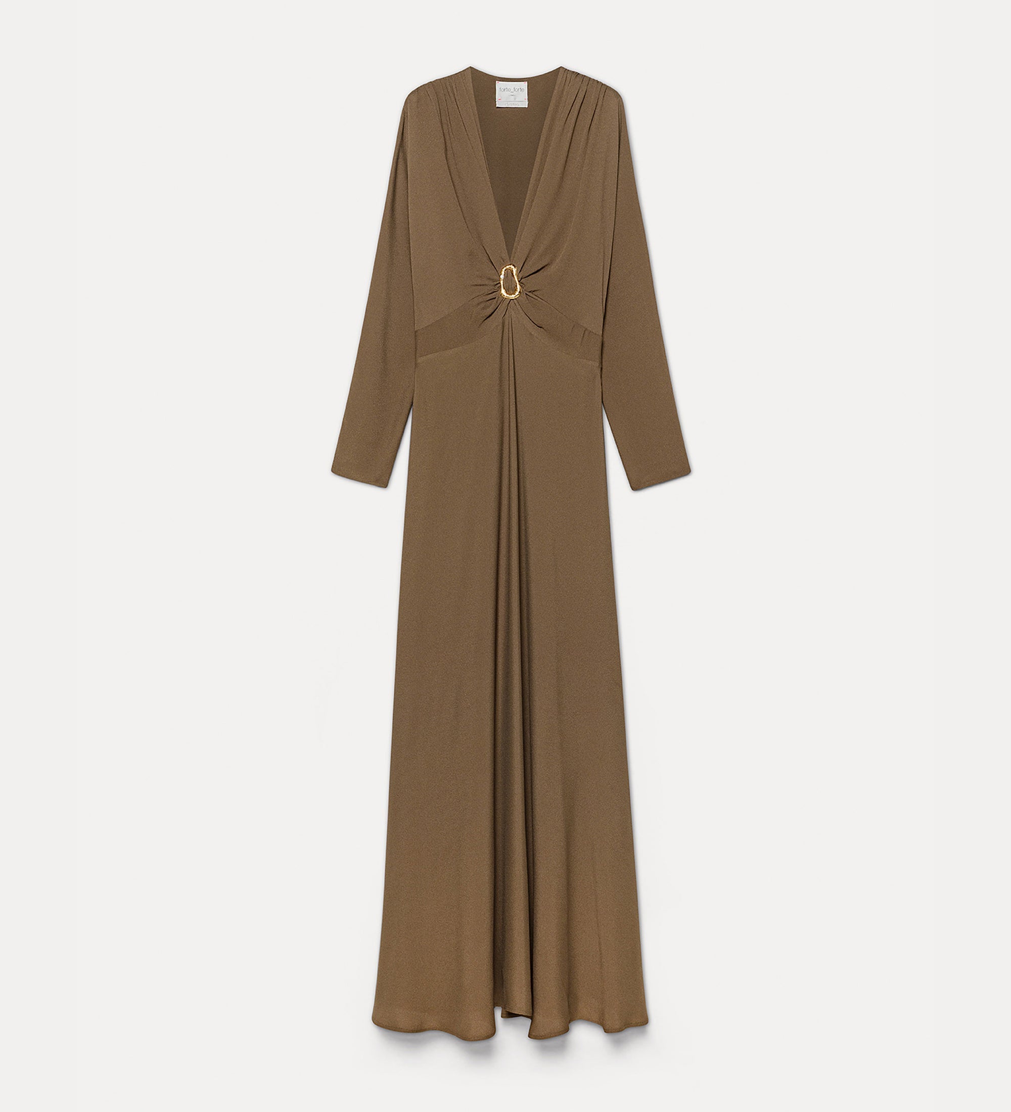 long–sleeved dress in silk–blend marocaine oud