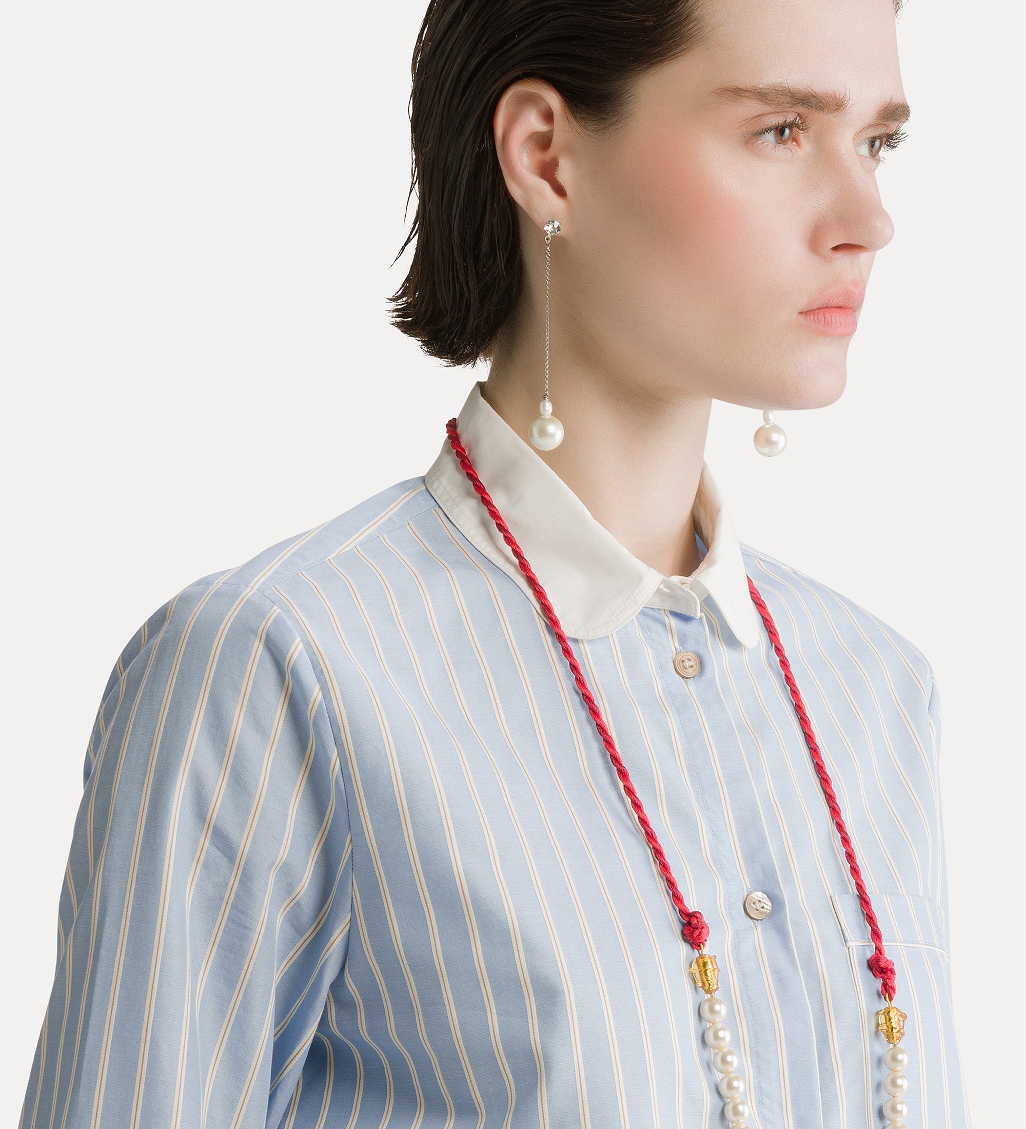 camicia collo club popeline riga raso oxford blue