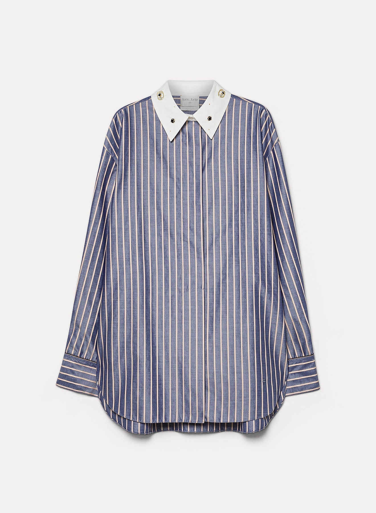 embroidered poplin overshirt notte
