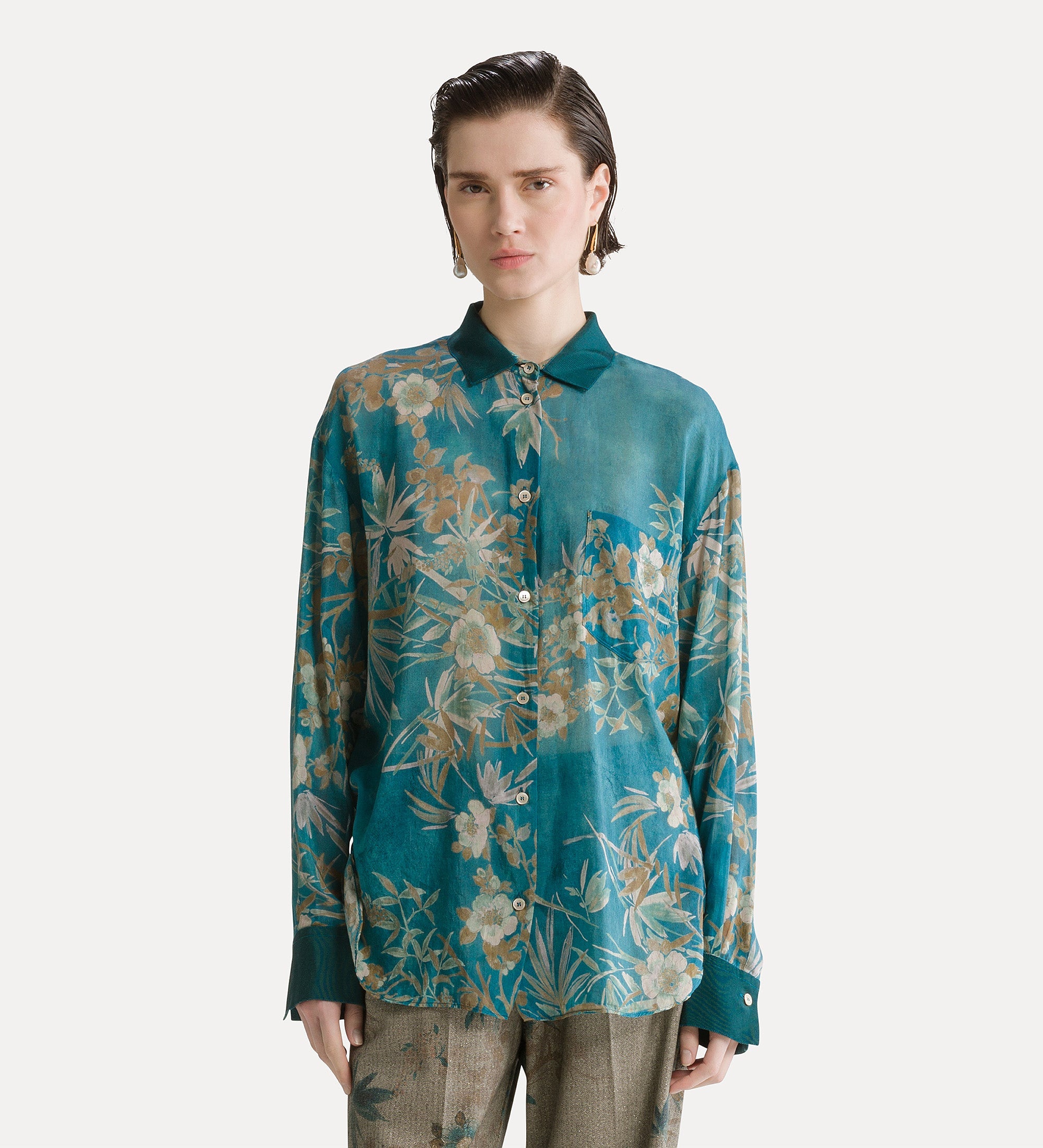 camicia maschile voile co/se "le bambou secret" jade