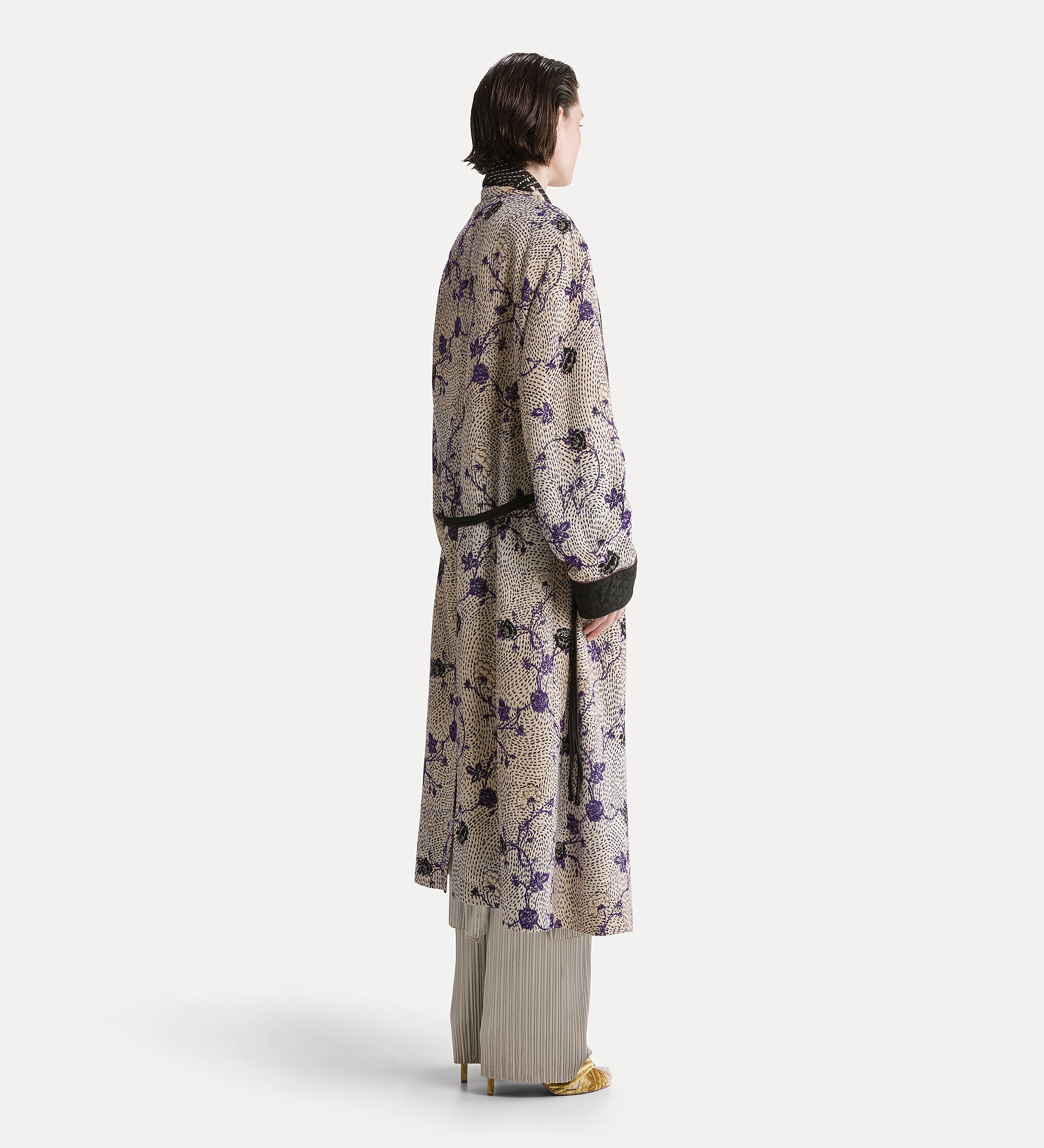 “cherry blossom” jacquard coat lapislazzuli