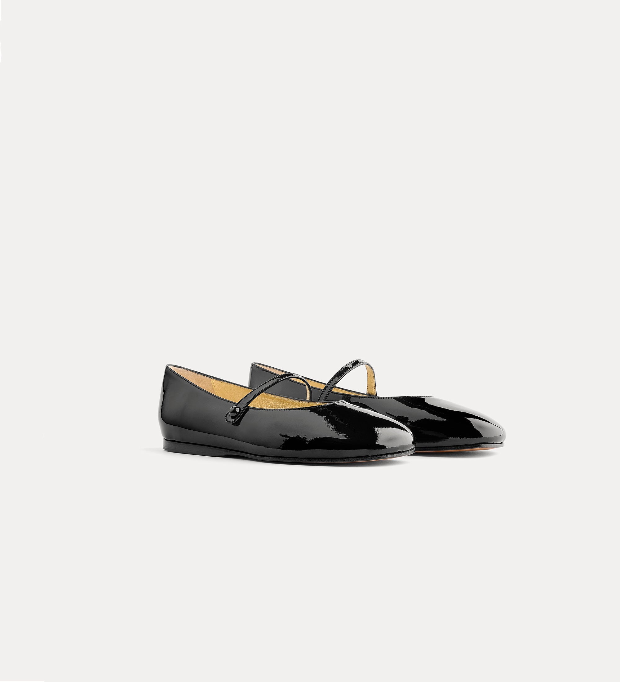 patent leather ballet flats with straps nero