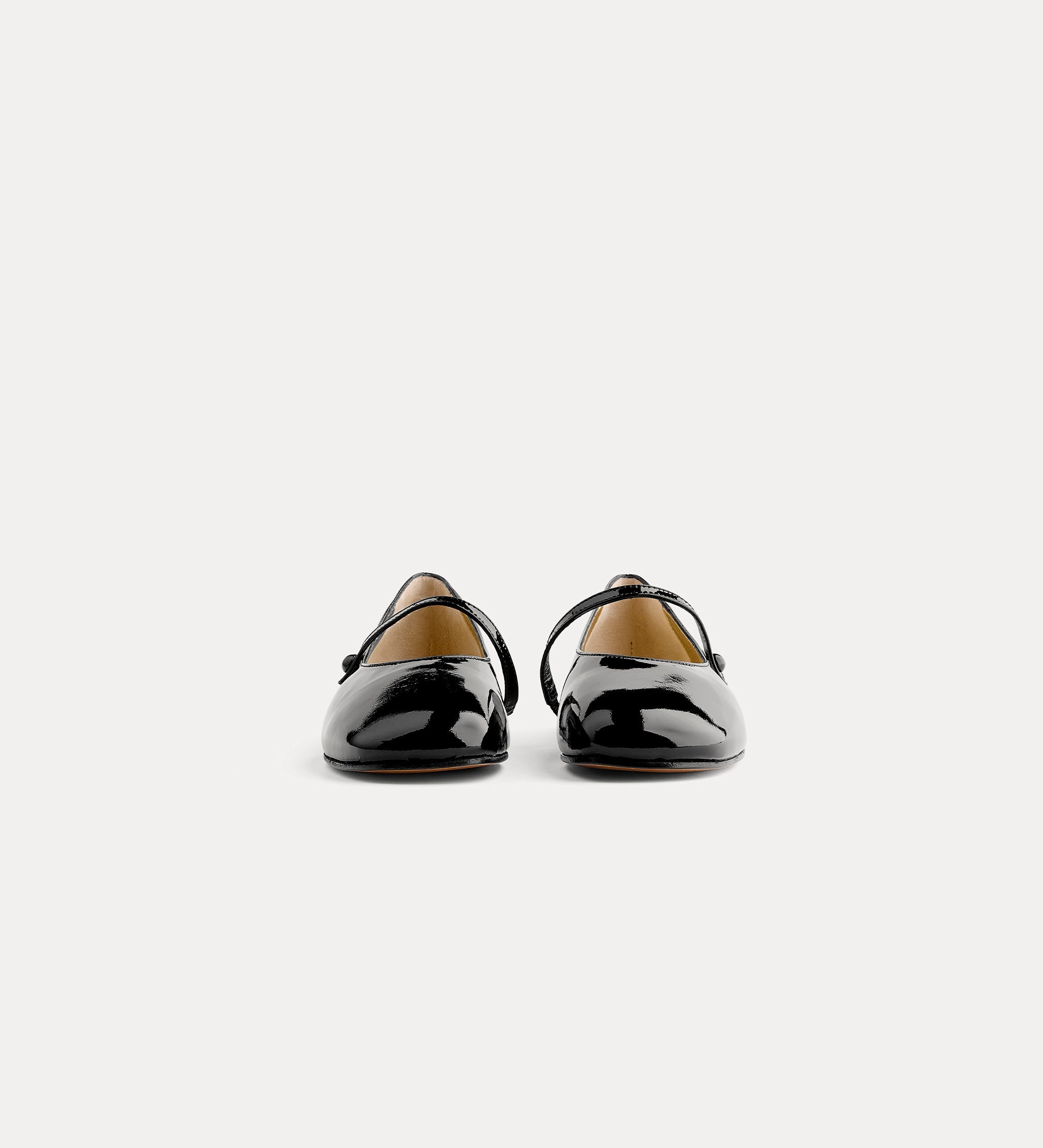 patent leather ballet flats with straps nero