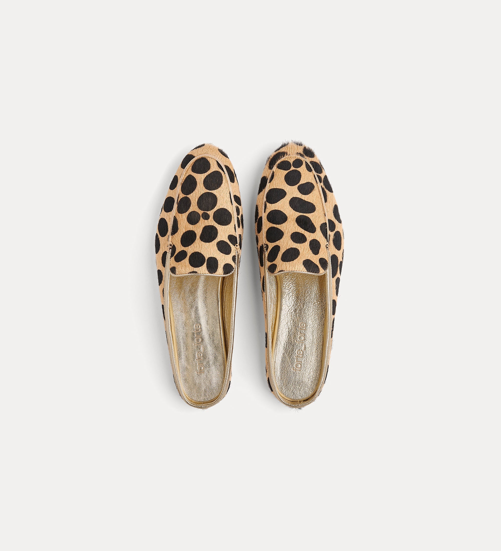 dots print pony skin sabot loafers noisette