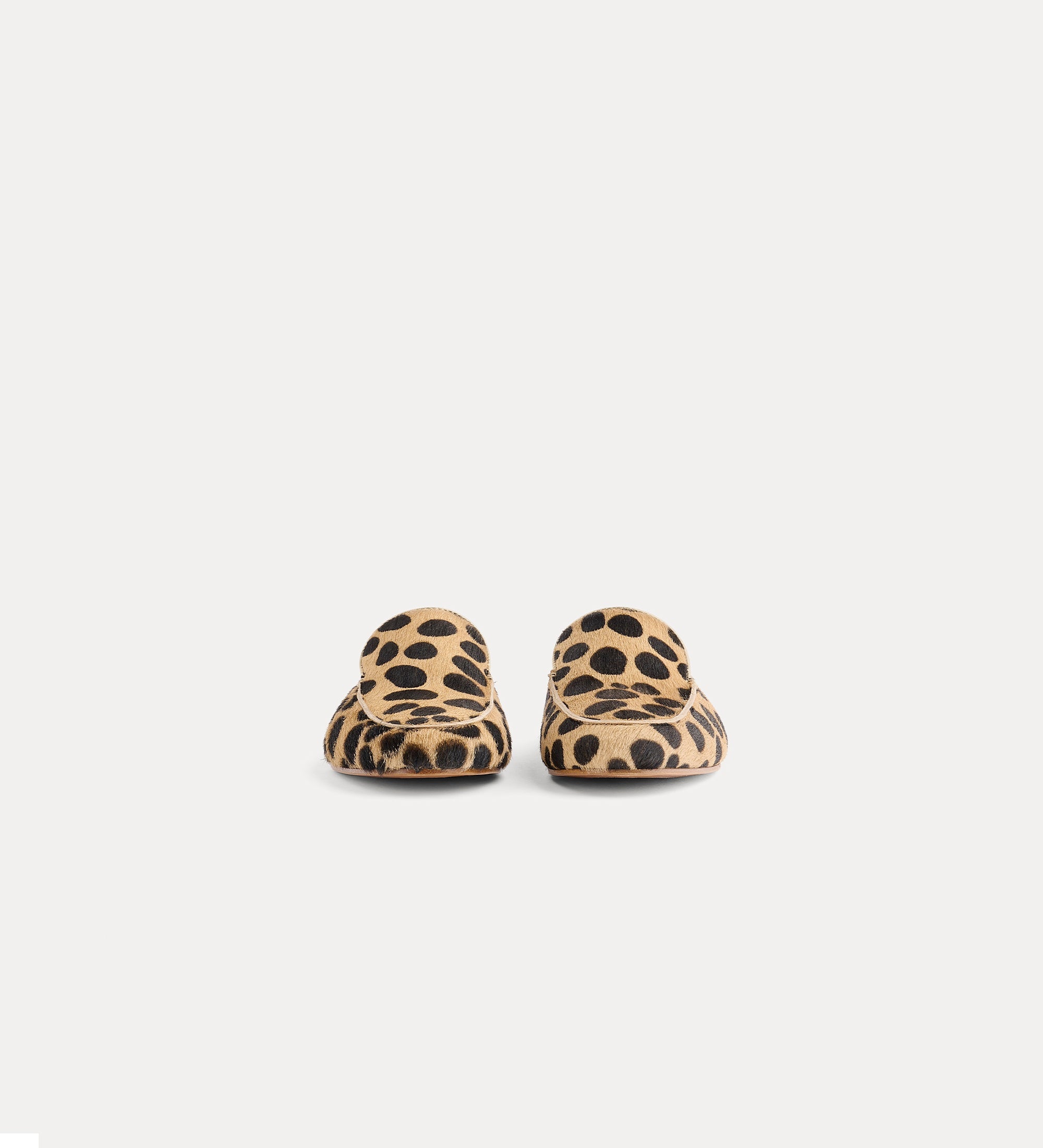 dots print pony skin sabot loafers noisette