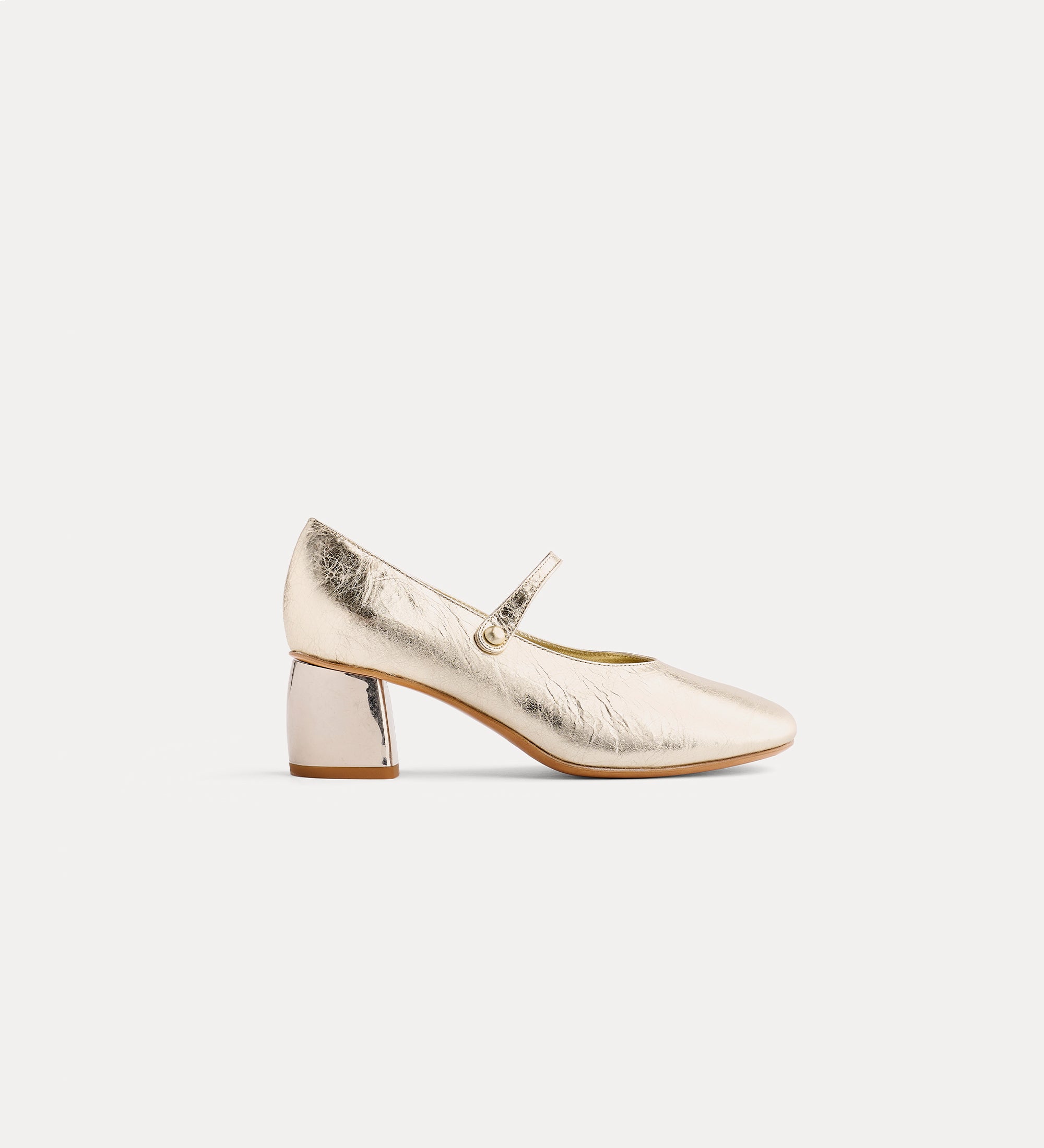 ballerine en velours avec lanière et talon platino