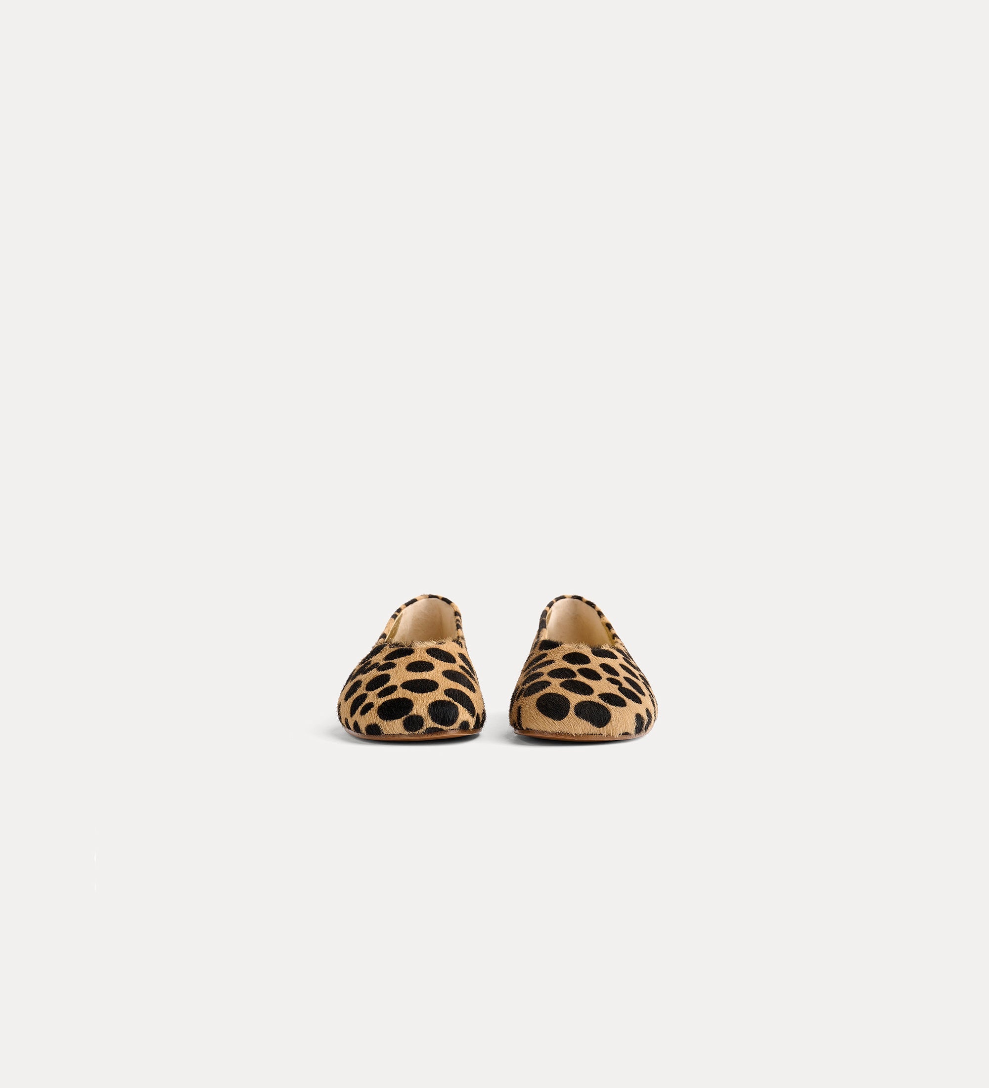 dots print pony skin ballet flats noisette