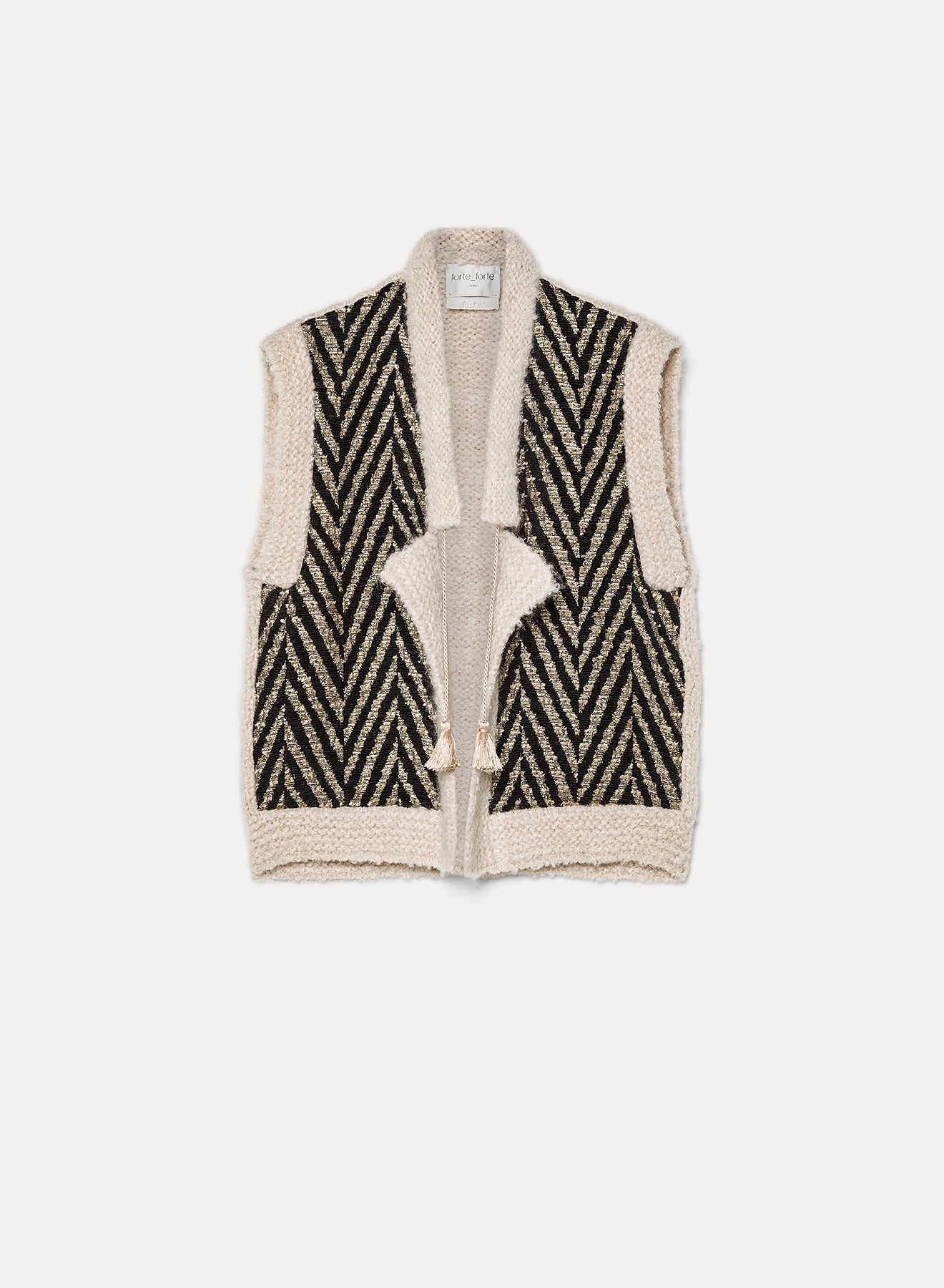 knitted waistcoat with chevron jacquard nero
