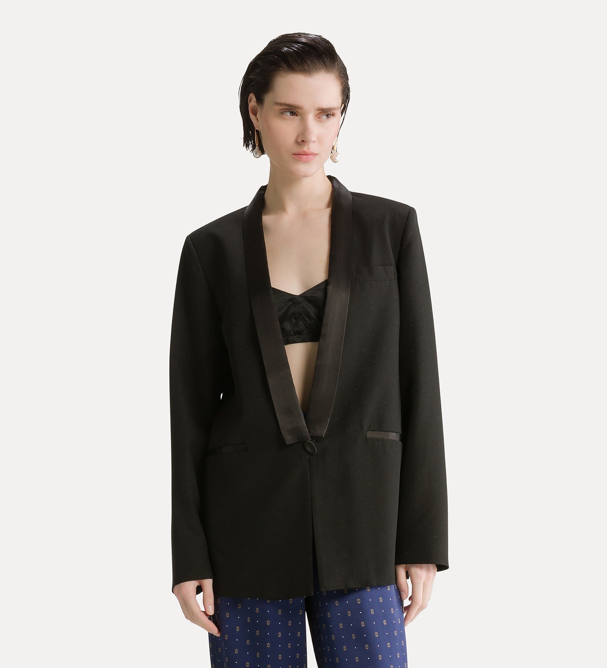 polka dot jacquard dinner jacket nero