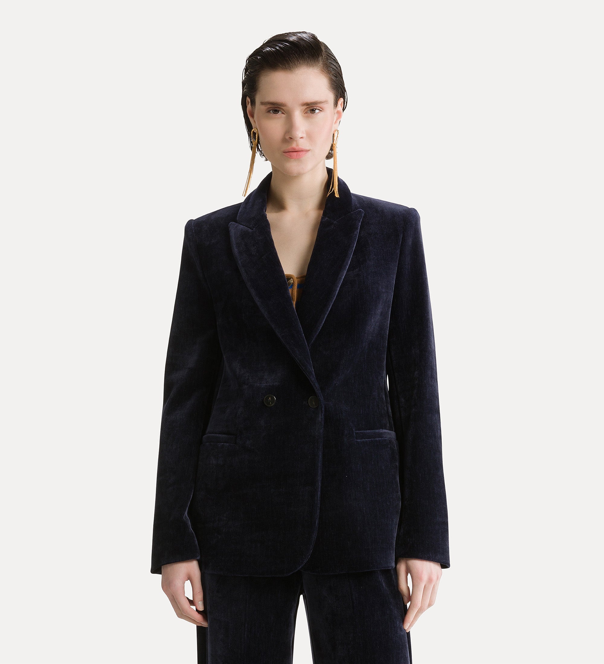 blazer en velours à double boutonnage notte