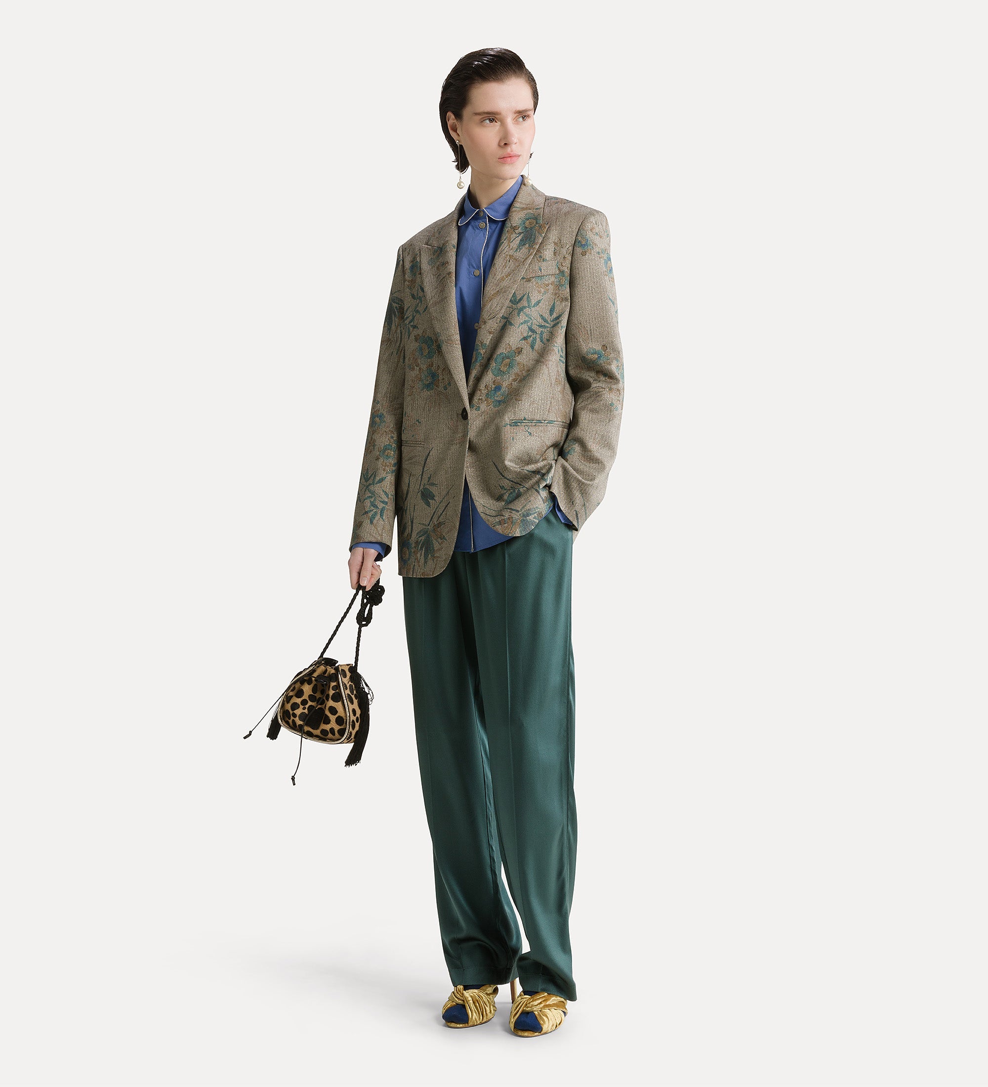 blazer with “le bambou secret” print jade