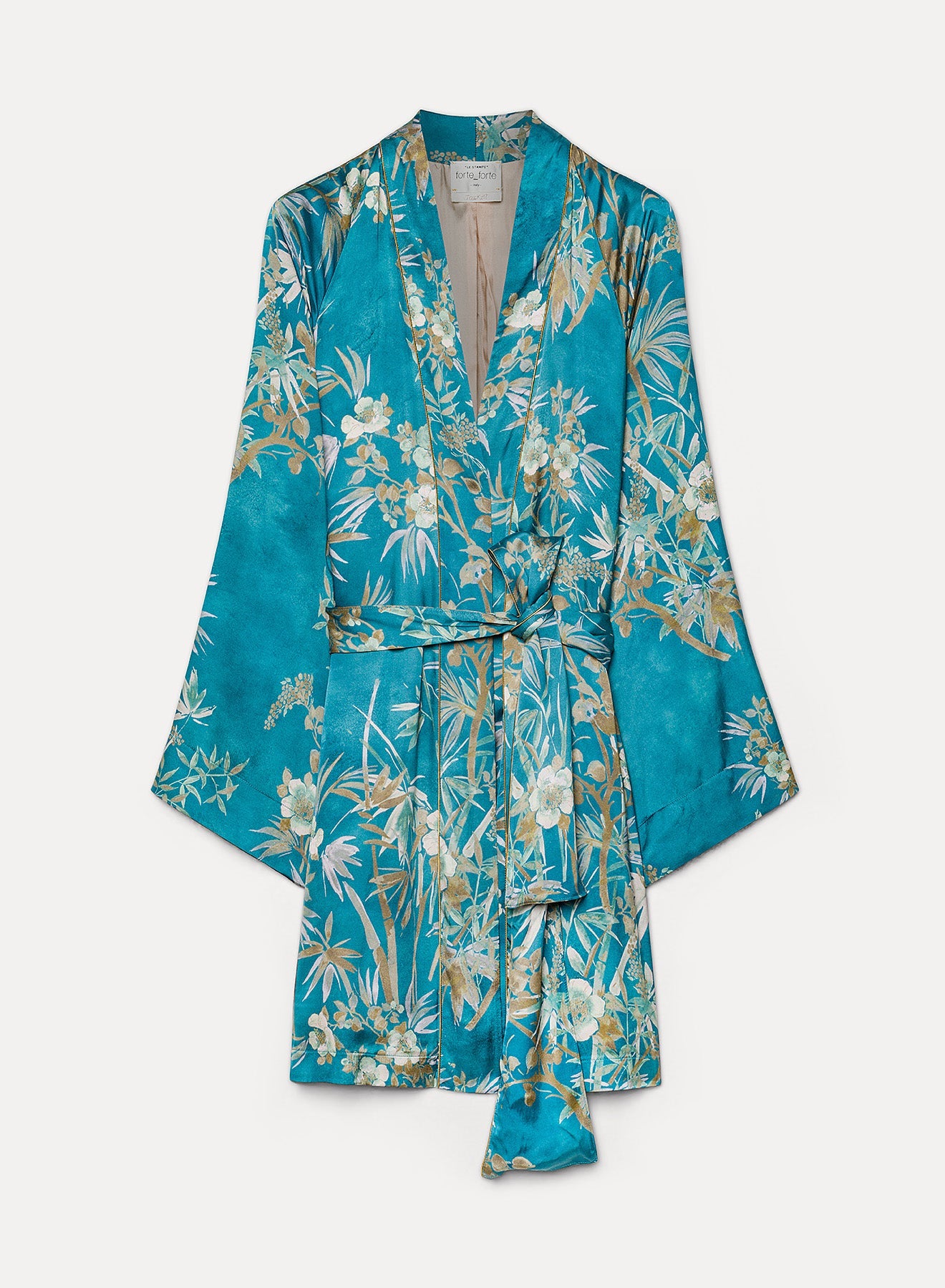“le bambou secret” satin kimono jade