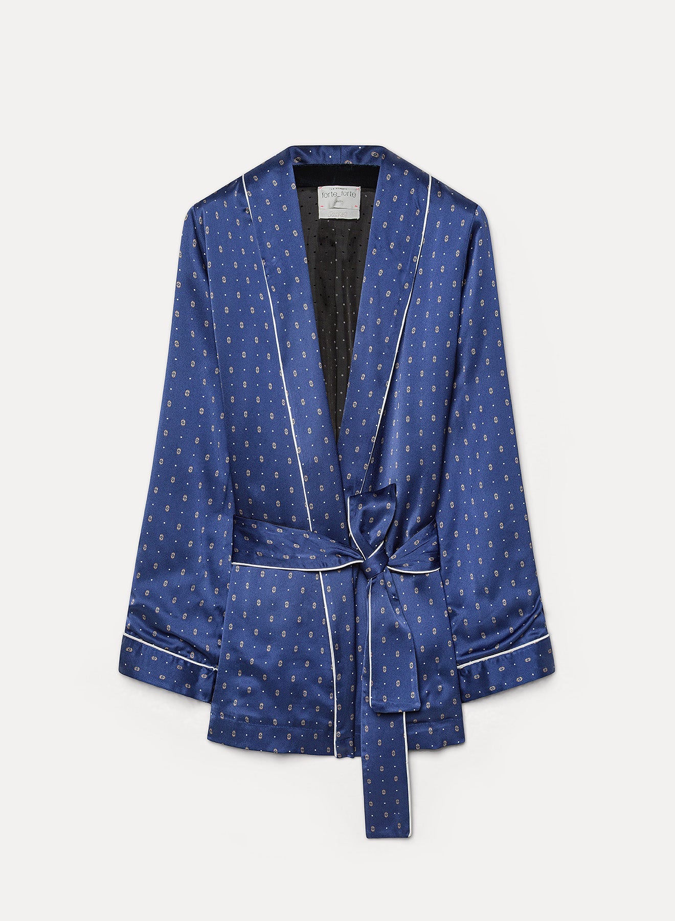 envers satin robe de chambre with “le club” print notte