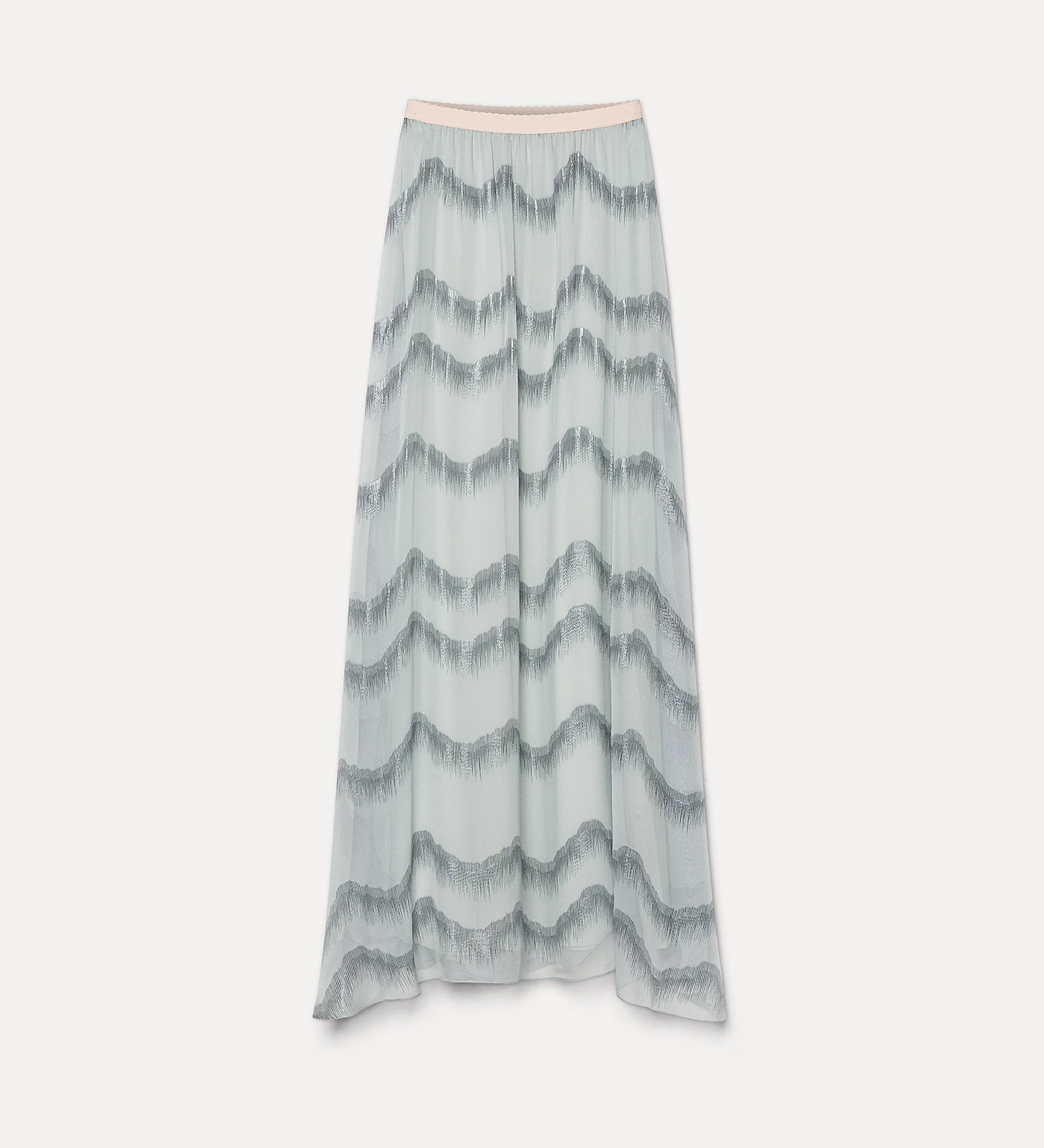 “nuages d'argent” silk chiffon skirt quarzo
