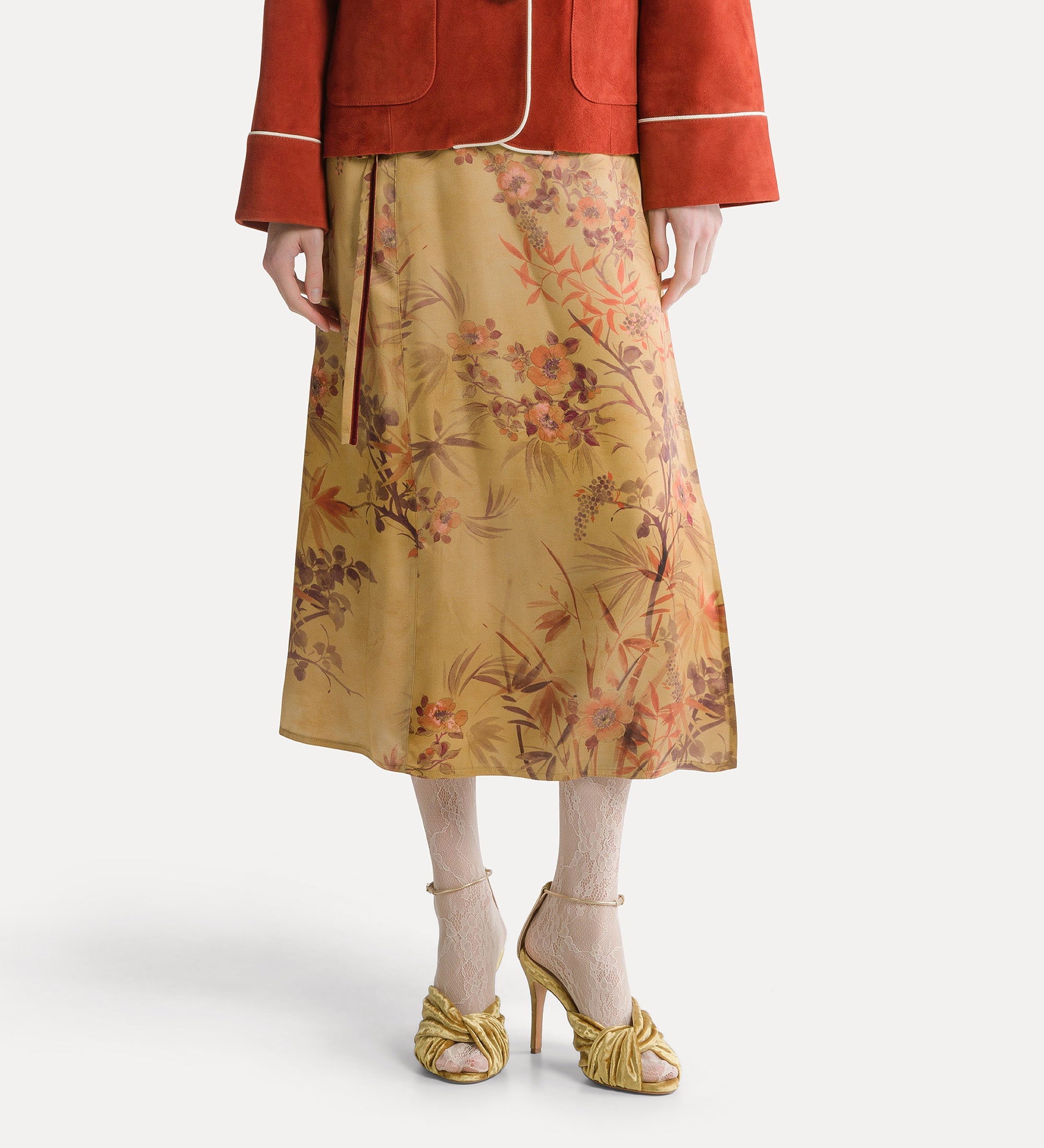 “le bambou secret” satin sarong skirt heliodore