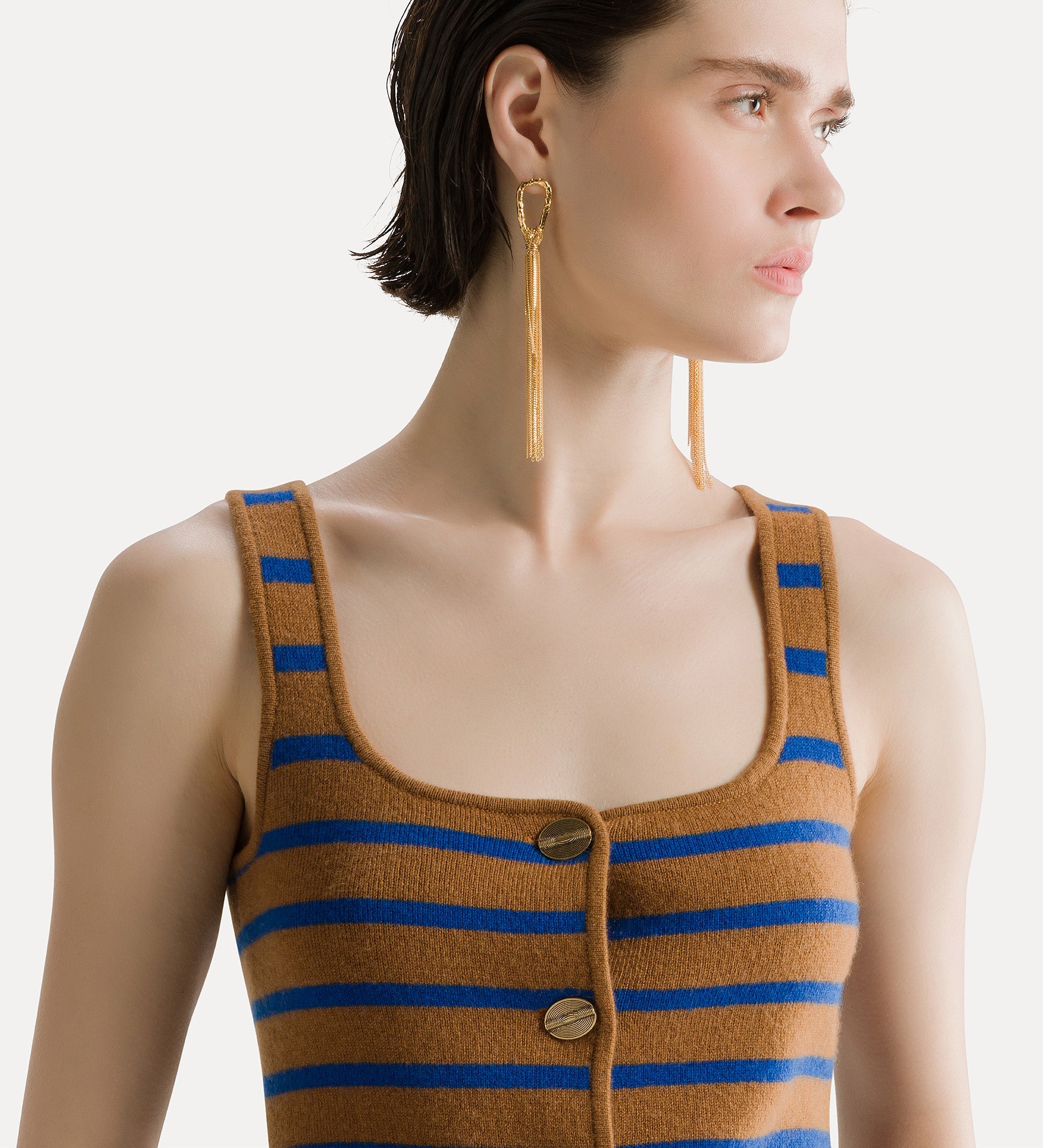 cashmere and wool bustier waistcoat caramello